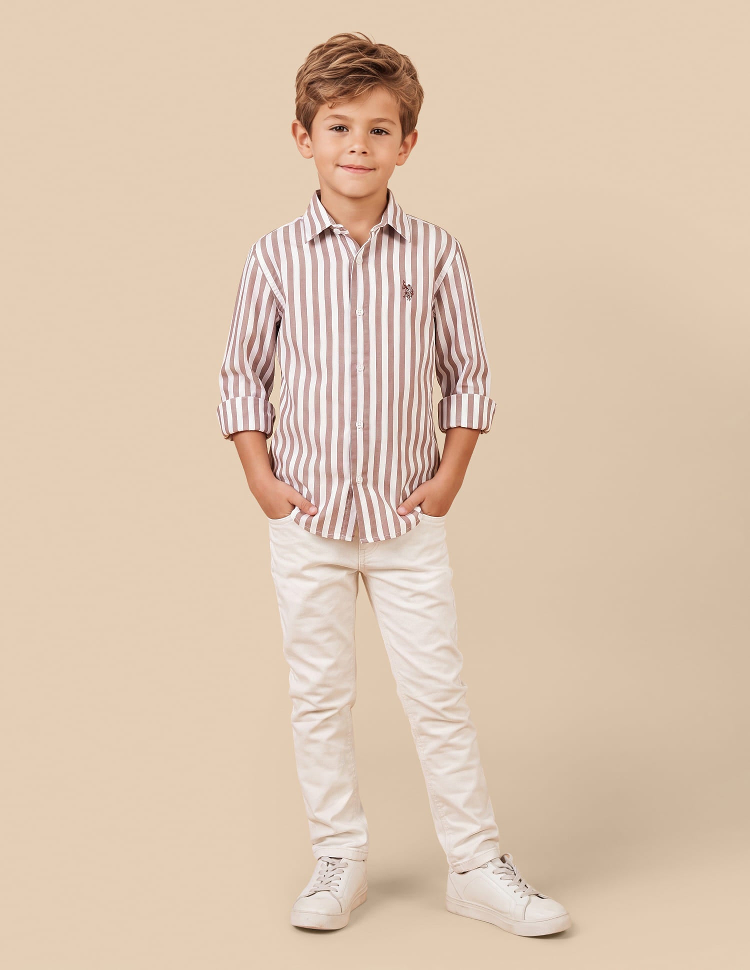 Vertical Striped Regular Fit Shirt Pink - U.S. Polo Assn. India | Large
