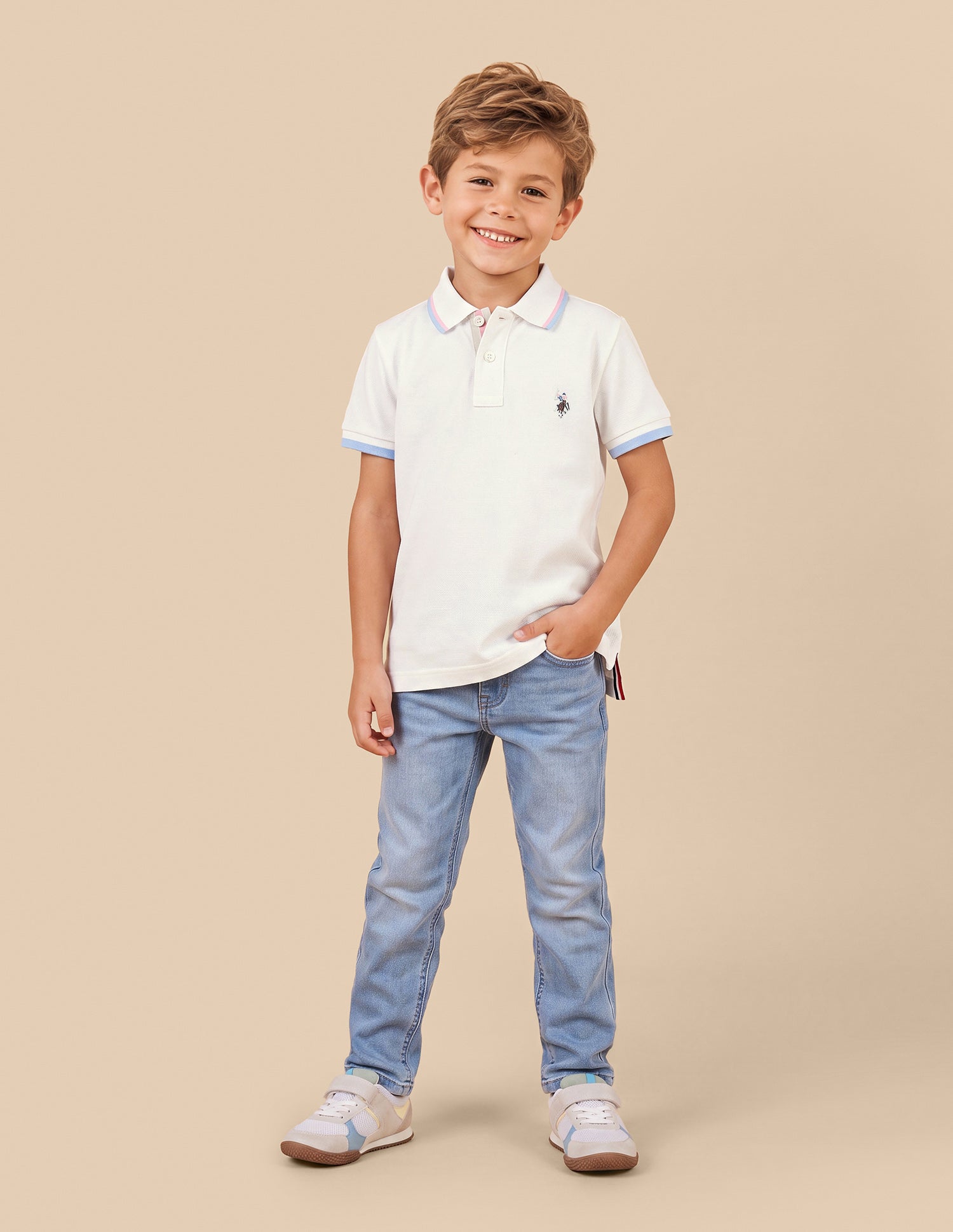 Solid Regular Fit Polo Shirt Off White - U.S. Polo Assn. India | Large