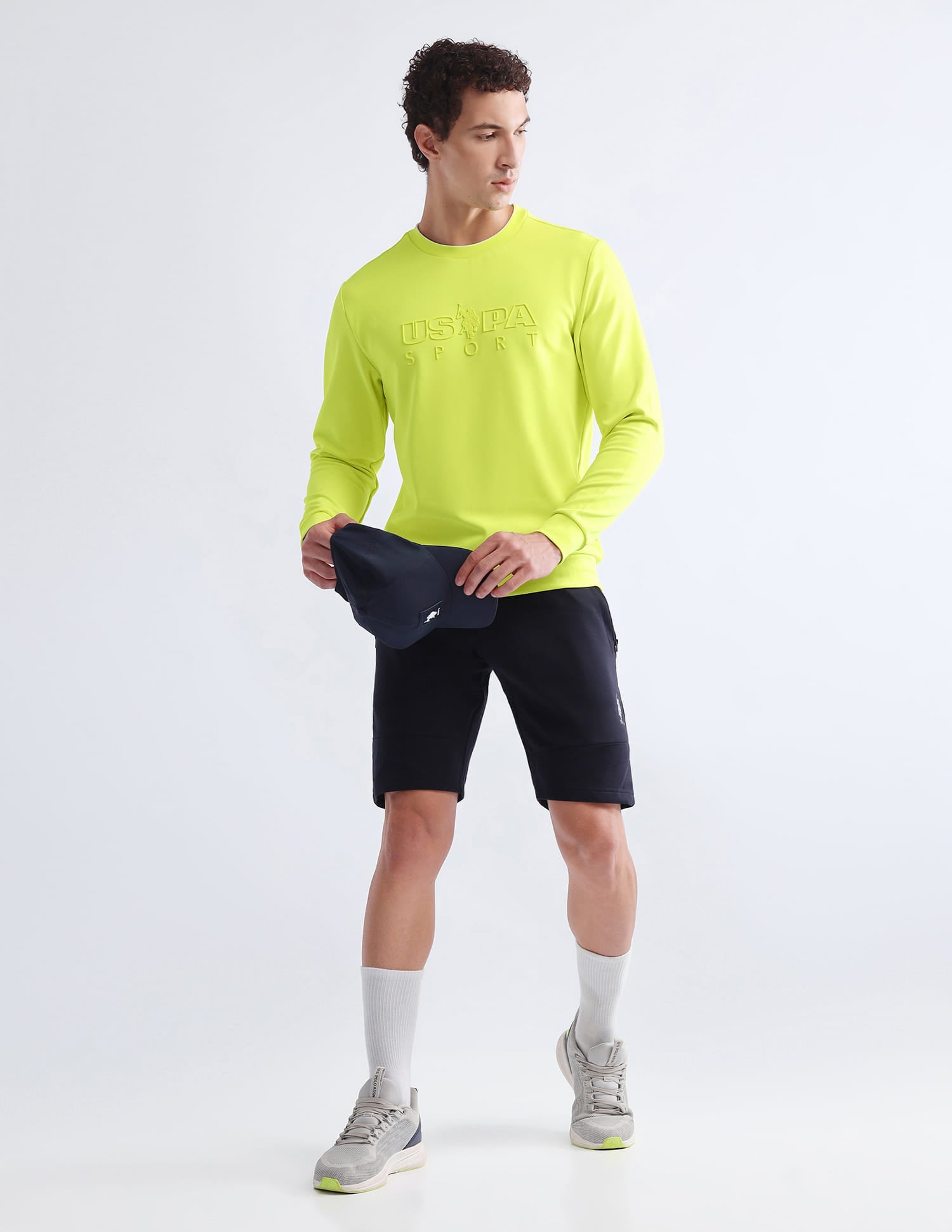 Brand Embossed Regular Fit Active Sweatshirt Green - U.S. Polo Assn. India | Large