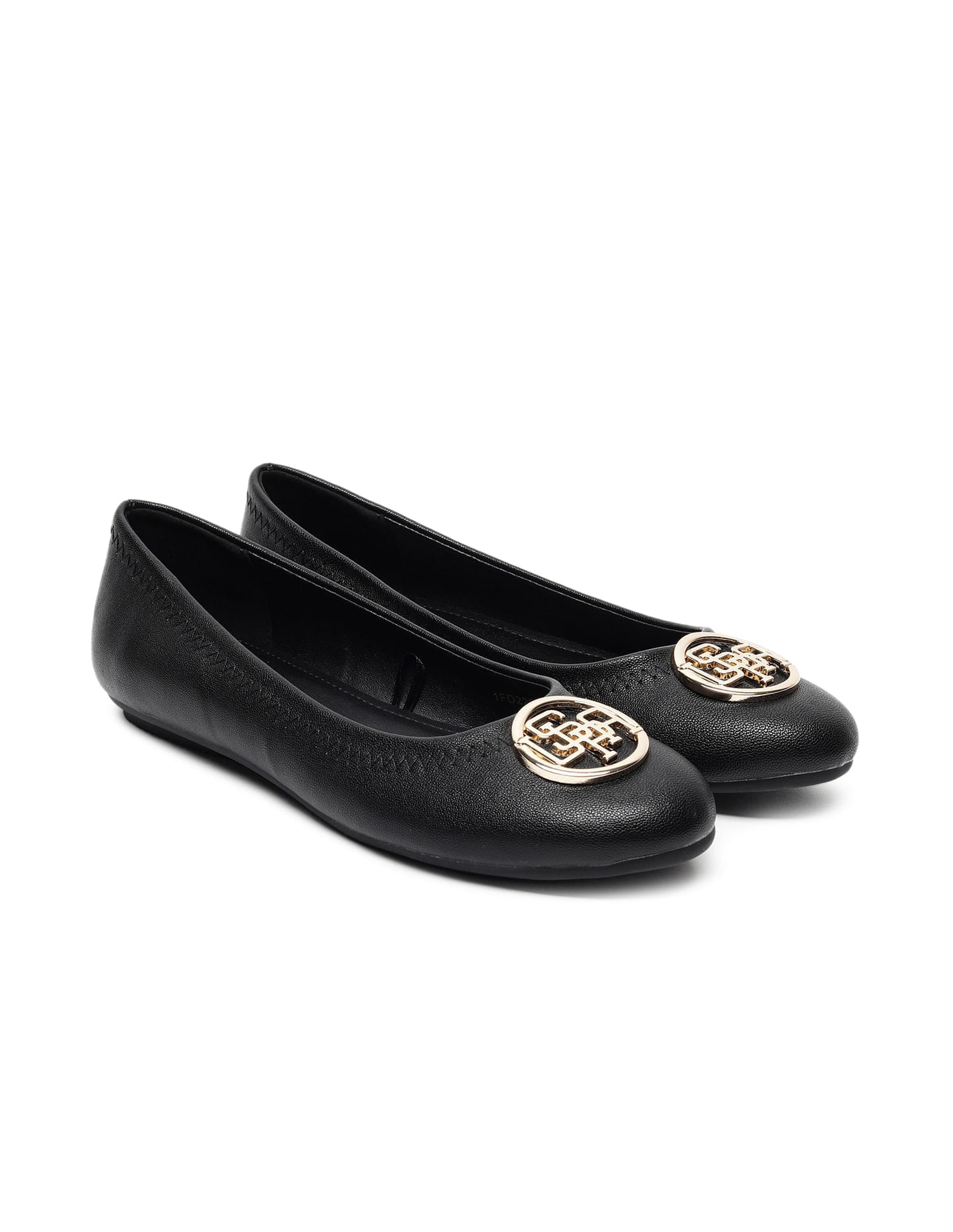 Metallic Logo Solid Ballerinas Black - U.S. Polo Assn. India | Large