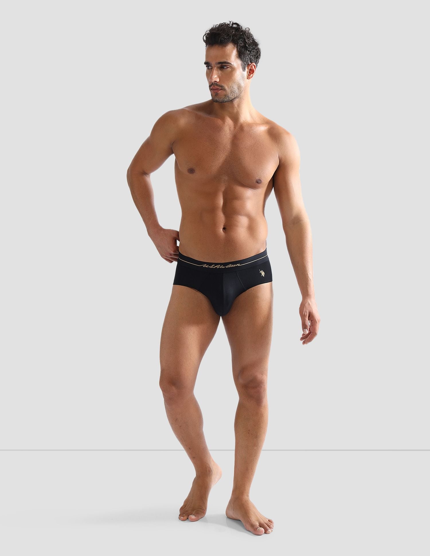 Elasticized Waist Solid PB004 Briefs - Pack of 1 Black - U.S. POLO ASSN. | Large