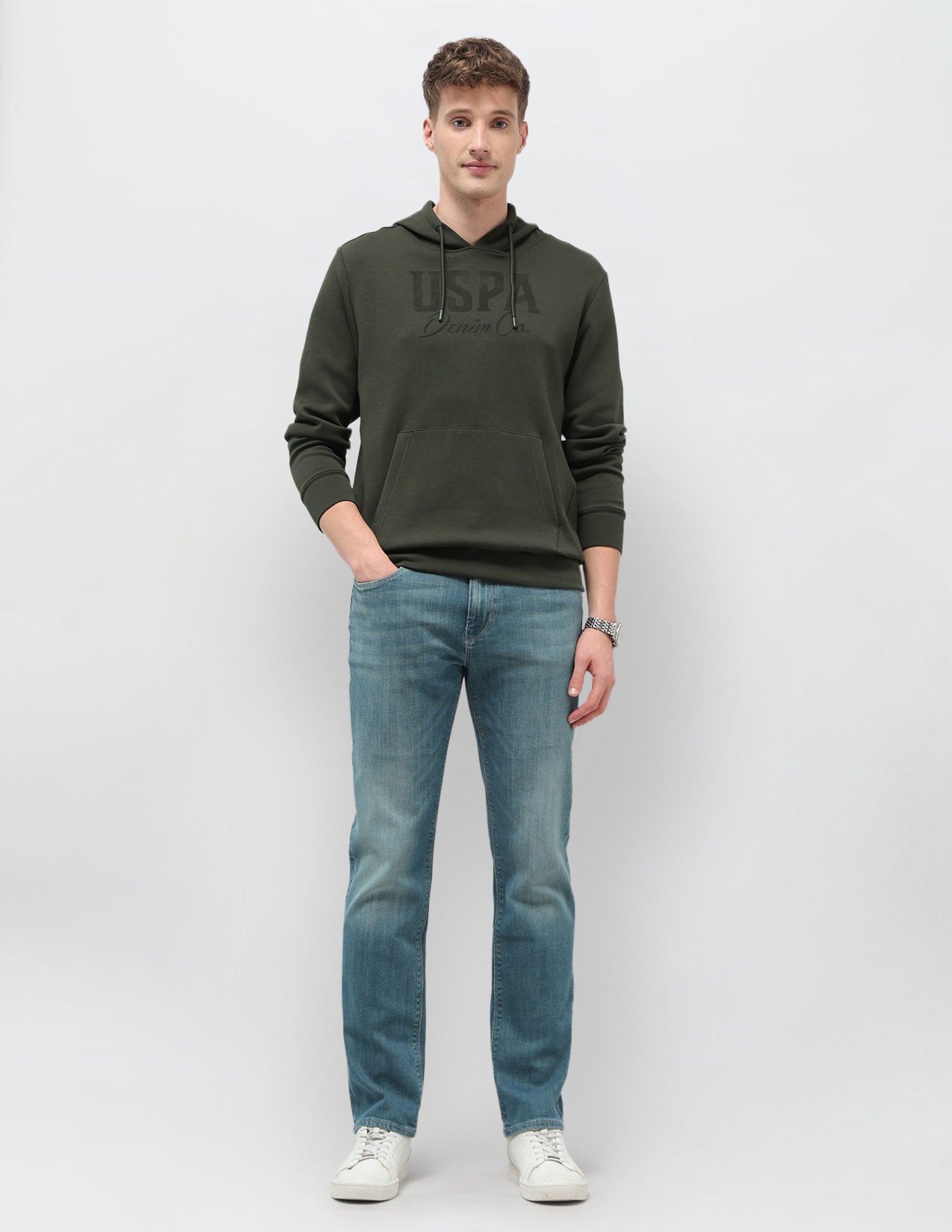 Brand Printed Regular Fit Sweatshirt Olive - U.S. POLO ASSN. | Large