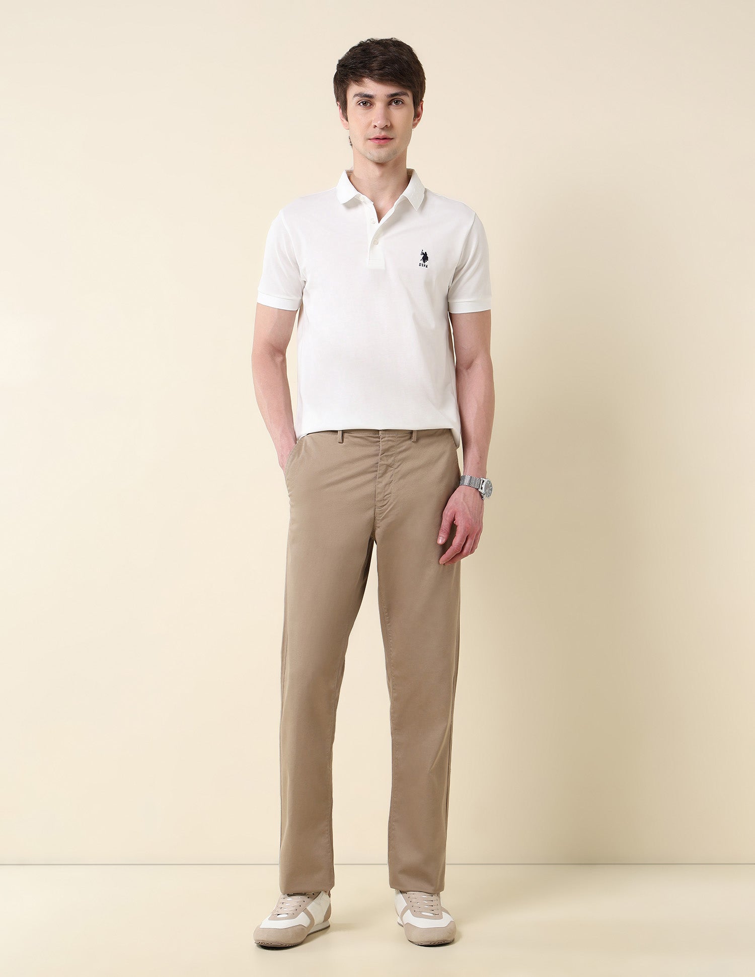Solid Pure Cotton Core Polo Shirt White - U.S. Polo Assn. India | Large
