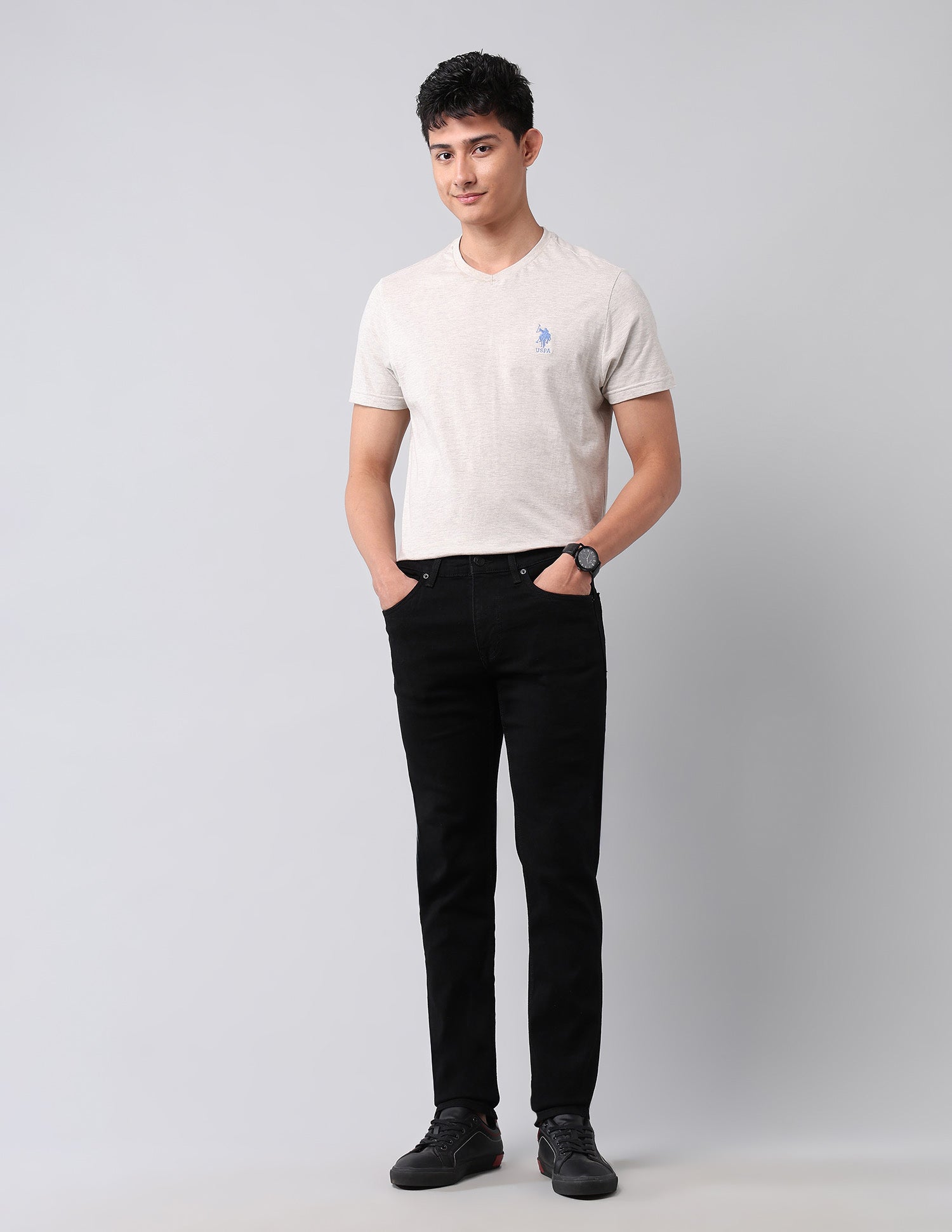 Regallo Skinny Fit Black Jeans Black - U.S. Polo Assn. India | Large