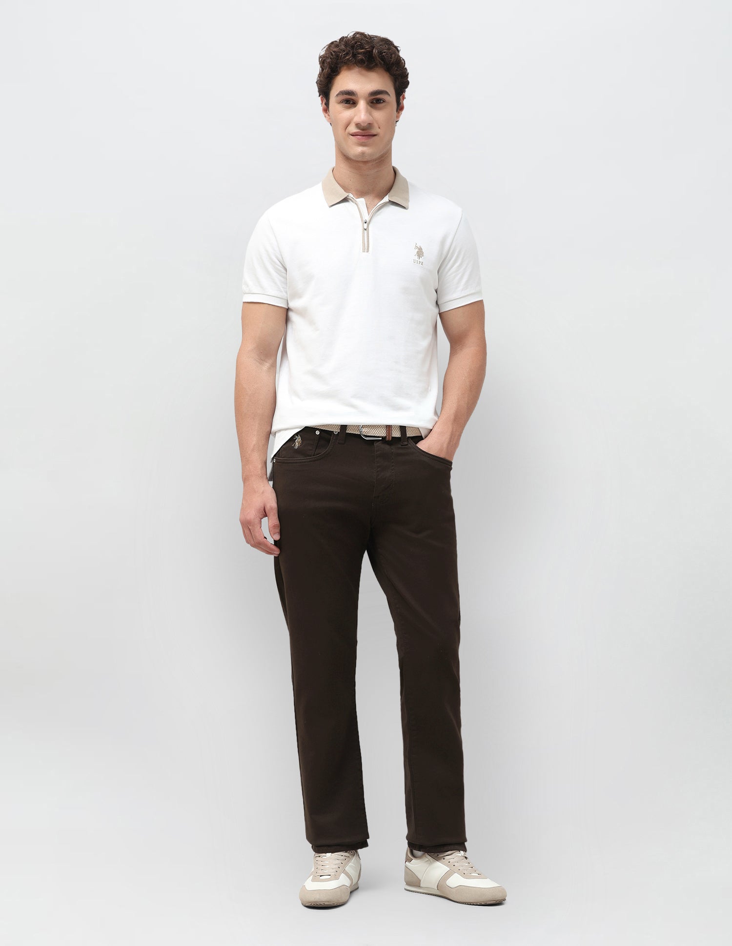 Harold Slim Straight Fit Brown Jeans Choco - U.S. Polo Assn. India | Large