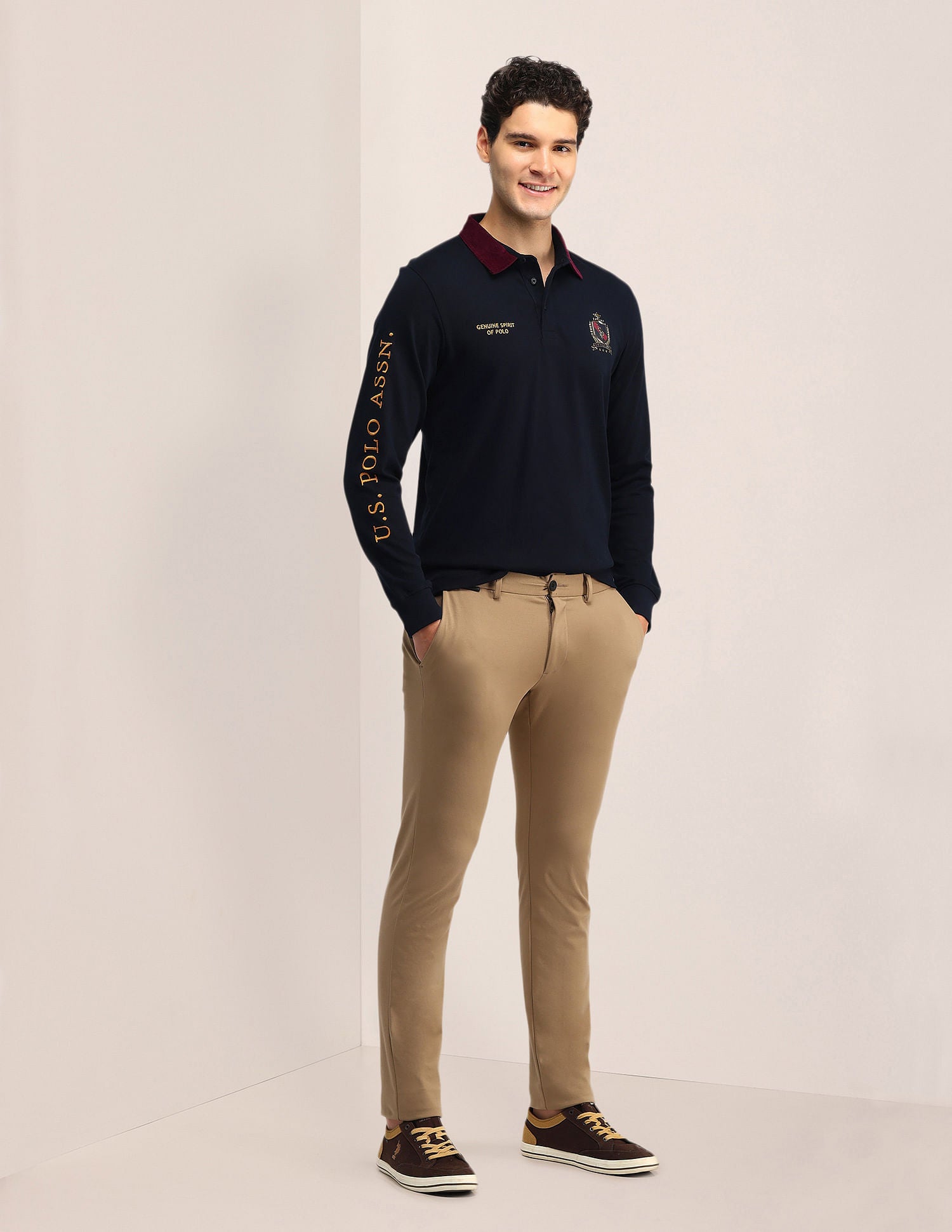 Slim Fit Solid Polo Shirt Navy - U.S. Polo Assn. India | Large