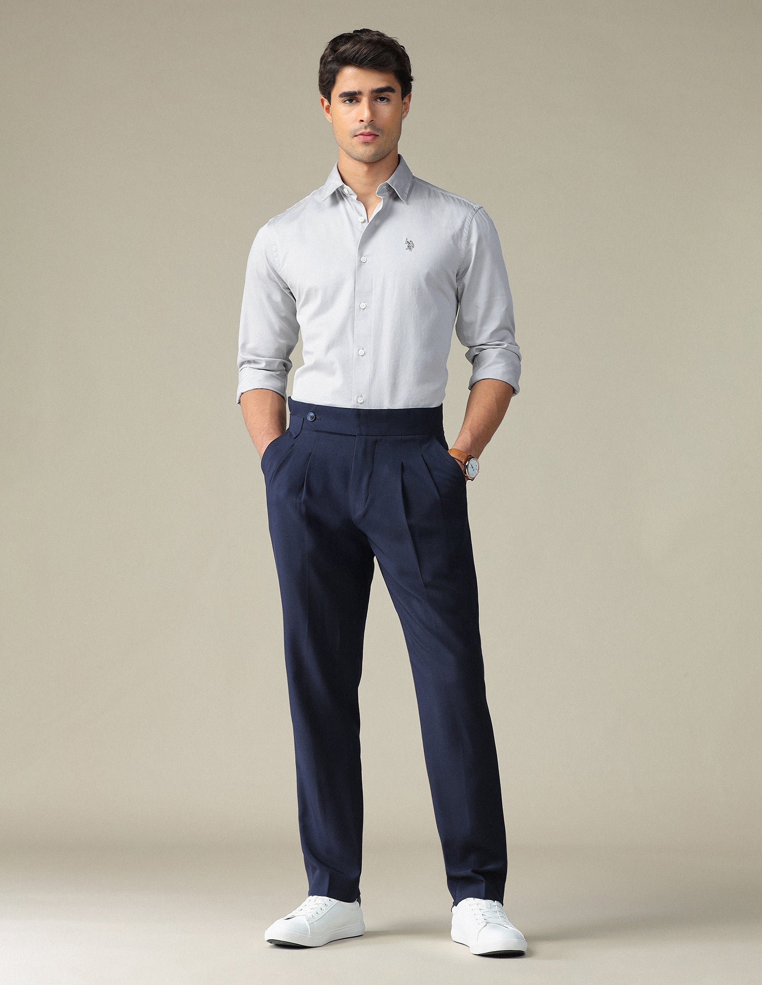 Pure Cotton Satin Shirt Grey - U.S. POLO ASSN. | Large