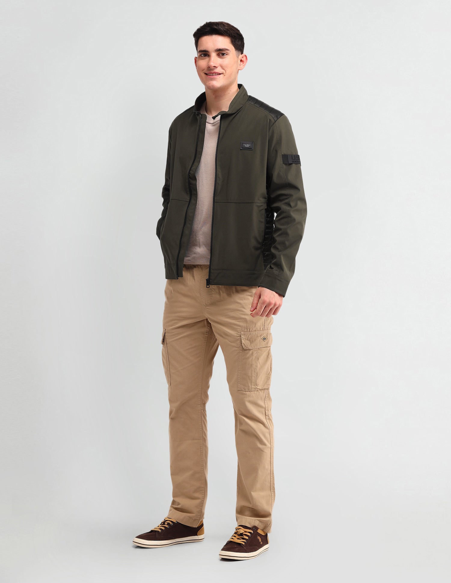Colour Blocked Regular Fit Jacket Olive - U.S. POLO ASSN. | Large