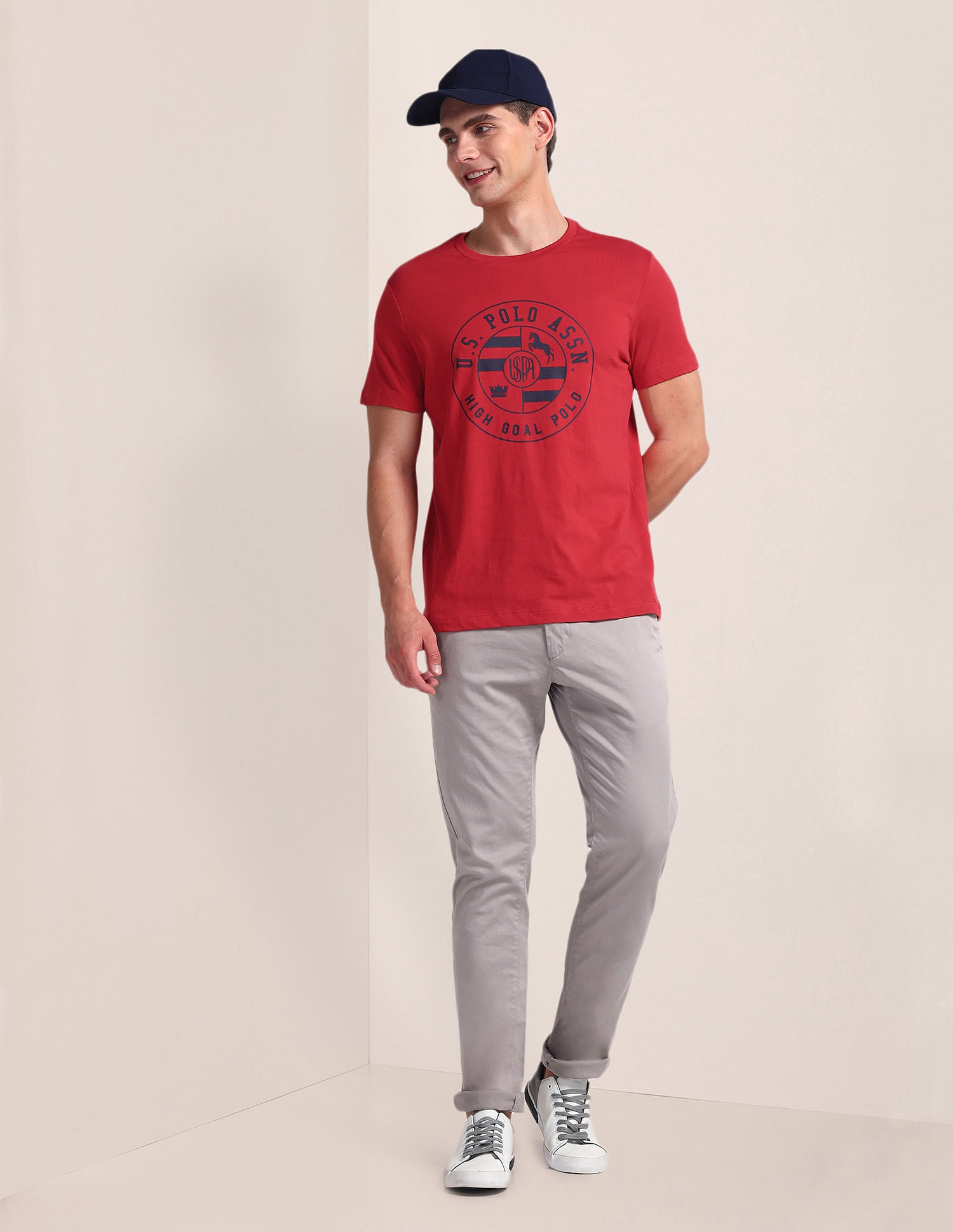 Brand Print Slim Fit T-Shirt Red - U.S. Polo Assn. India | Large