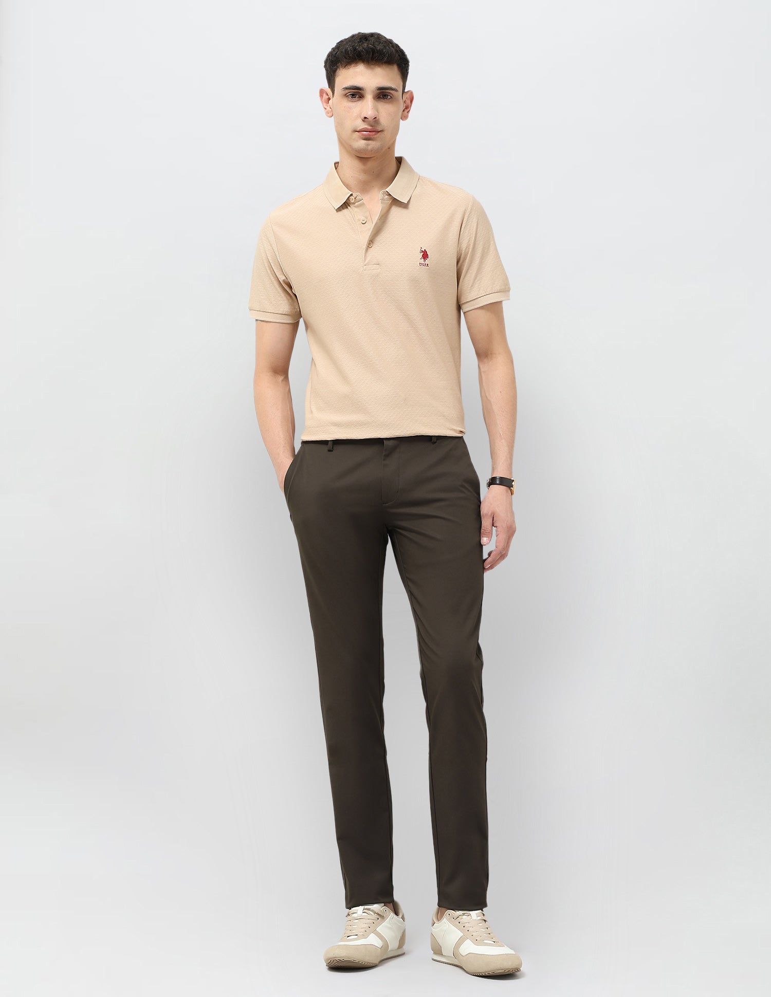 Austin Slim Fit Satin Trousers Choco - U.S. POLO ASSN. | Large