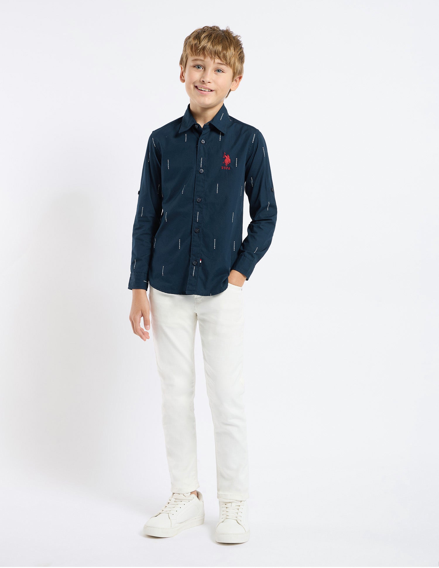 Boys Oxford Regular Fit Shirt Navy Blue - U.S. POLO ASSN. | Large