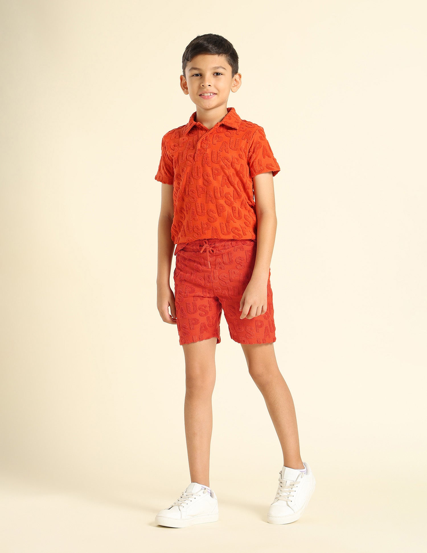 Boys Brand Appliqued Regular Fit Shorts Orange - U.S. POLO ASSN. | Large