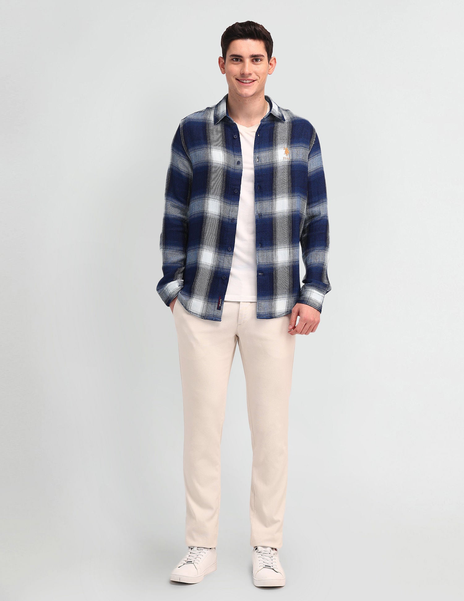 Slim Fit Pure Cotton Shirt Navy - U.S. POLO ASSN. | Large