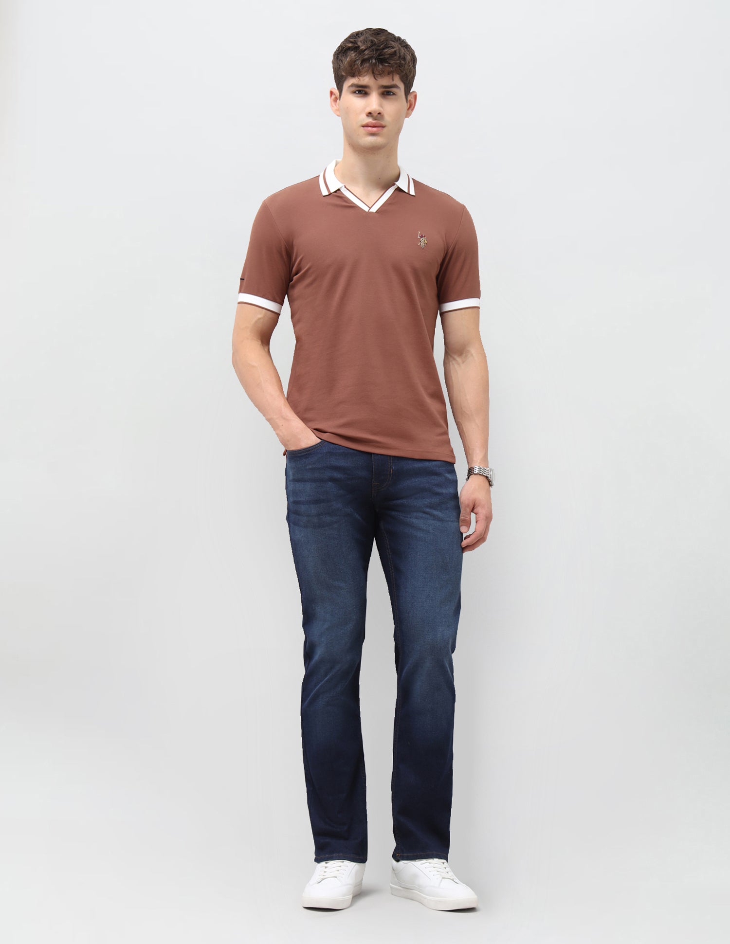 Solid Slim Fit Polo Shirt Rust - U.S. Polo Assn. India | Large