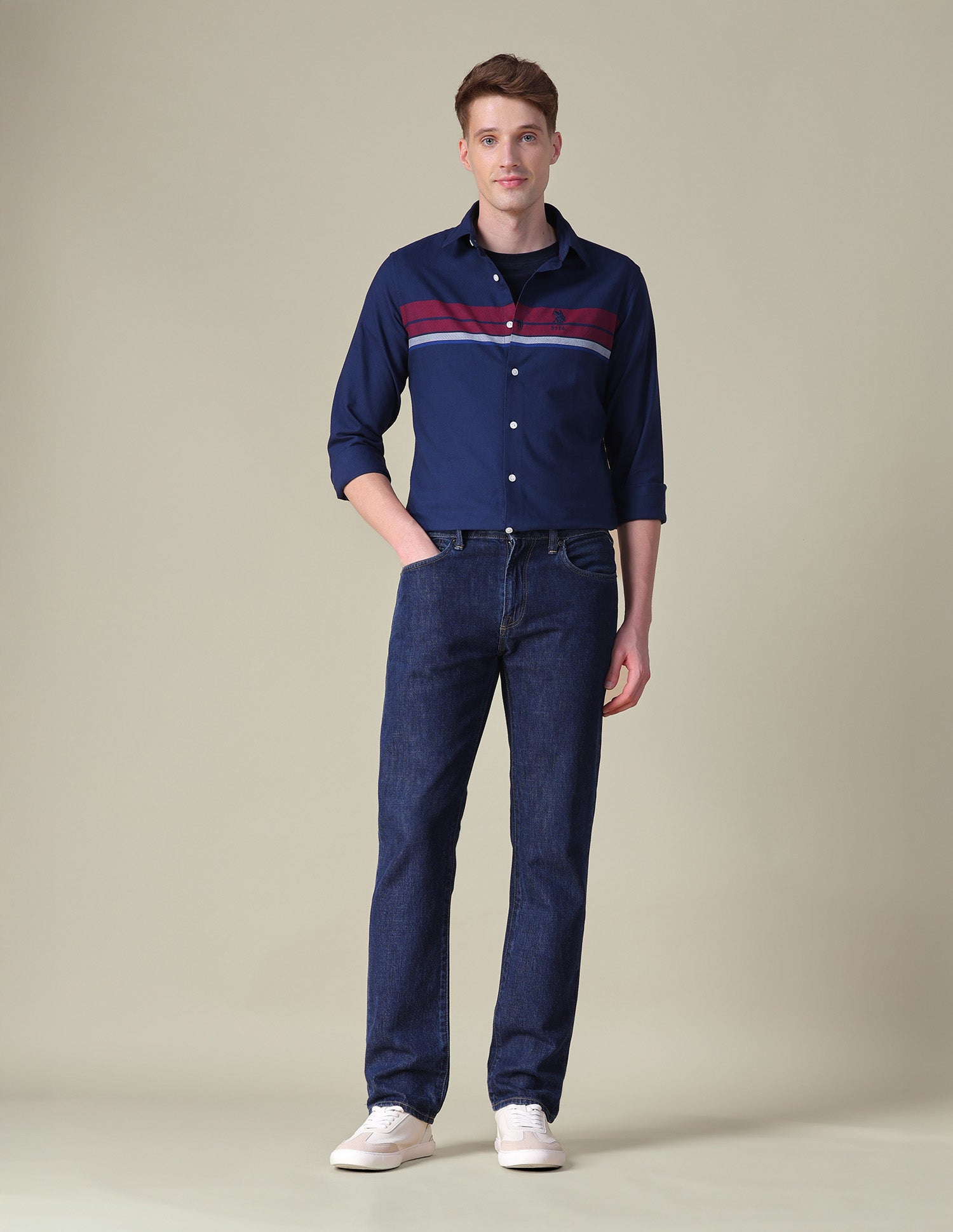 Horizontal Striped Tailored Fit Shirt Navy - U.S. POLO ASSN. | Large