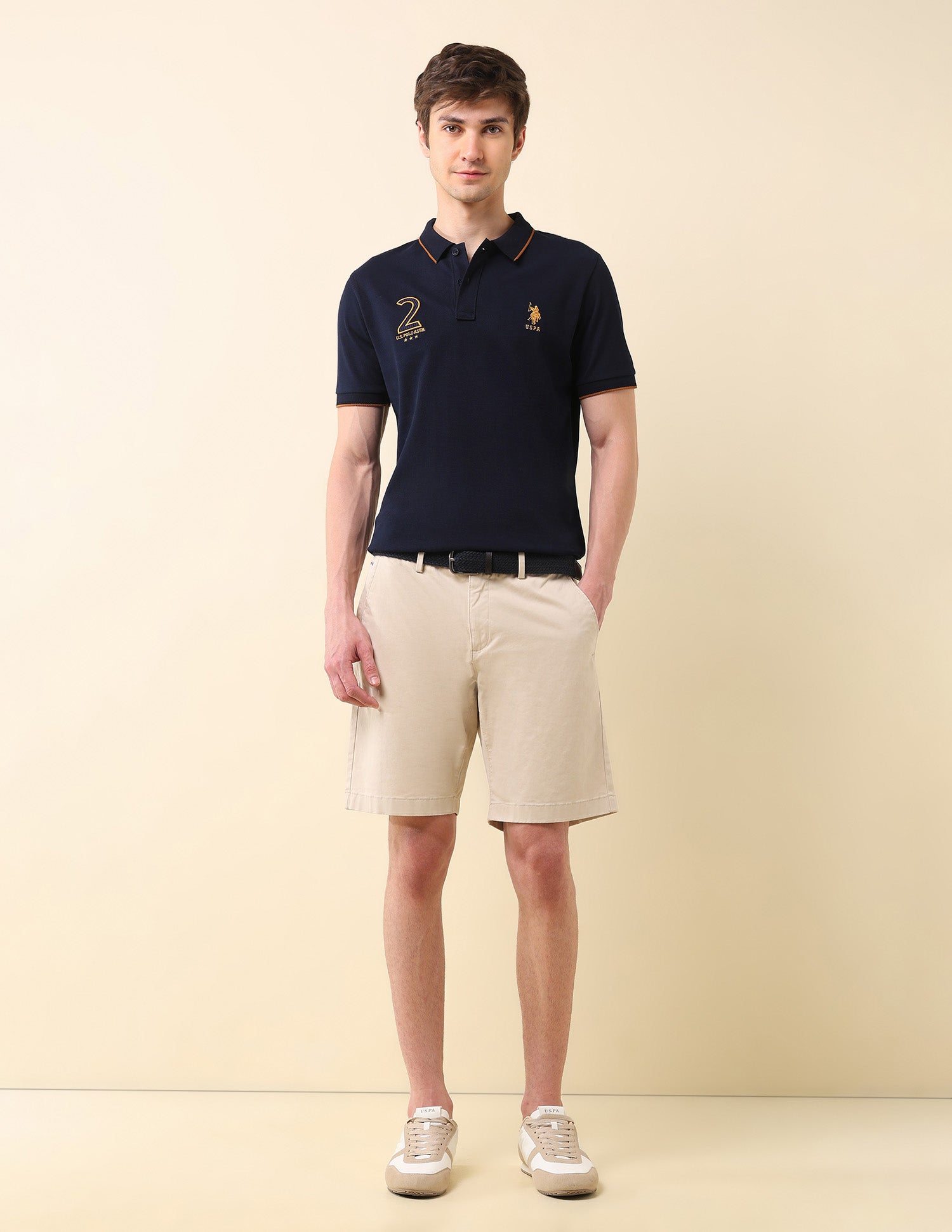 Brand Appliqued Gold Cup Polo Shirt Navy - U.S. Polo Assn. India | Large