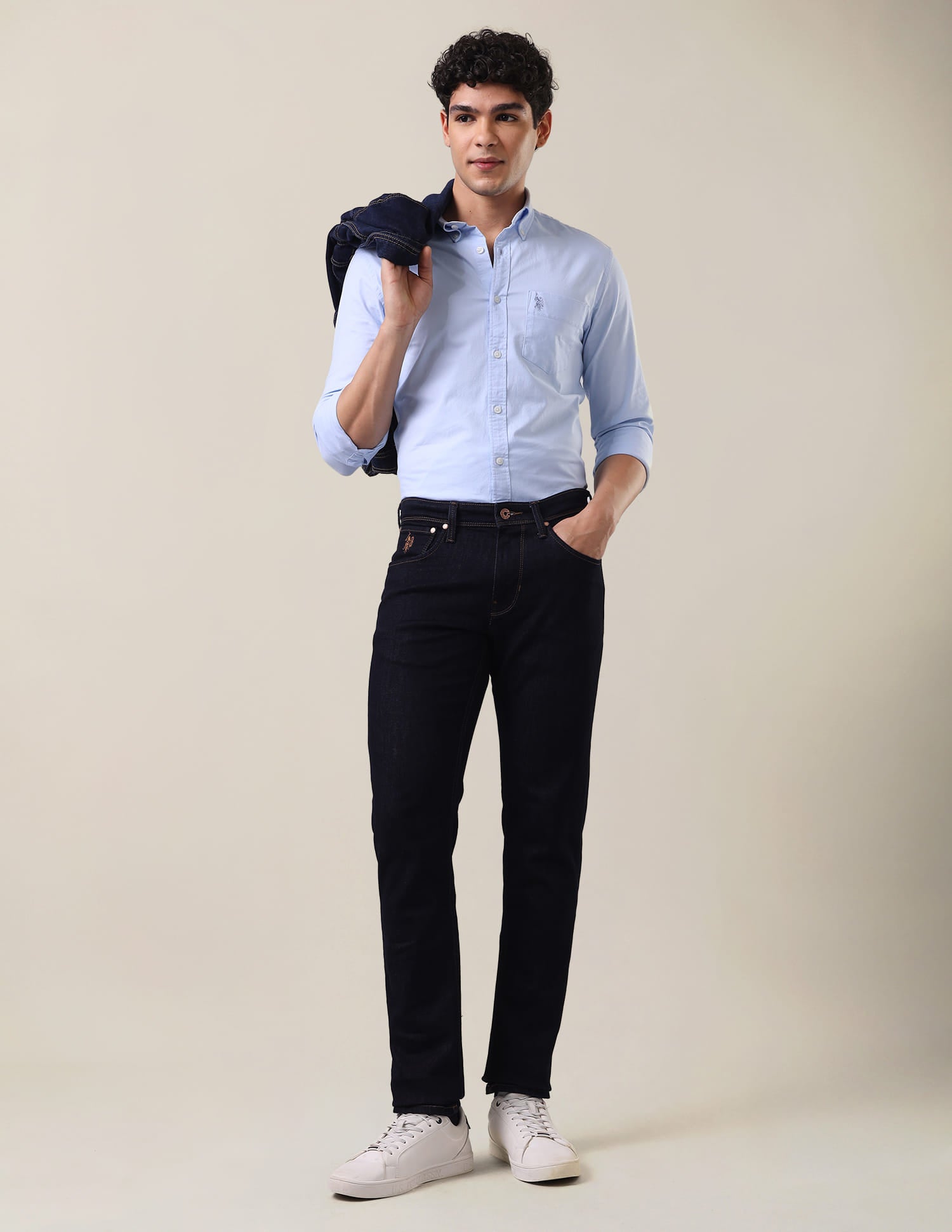 Brandon Slim Tapered Fit Rinsed Jeans Dark Blue - U.S. Polo Assn. India | Large