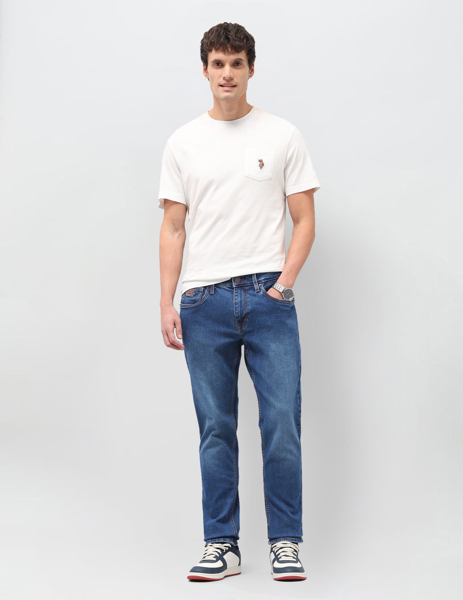 Solid Slim Fit Jeans Blue - U.S. Polo Assn. India | Large