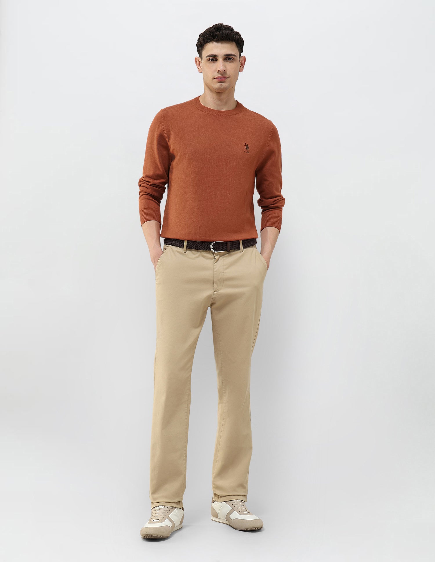 Solid Regular Fit Sweater Rust - U.S. POLO ASSN. | Large