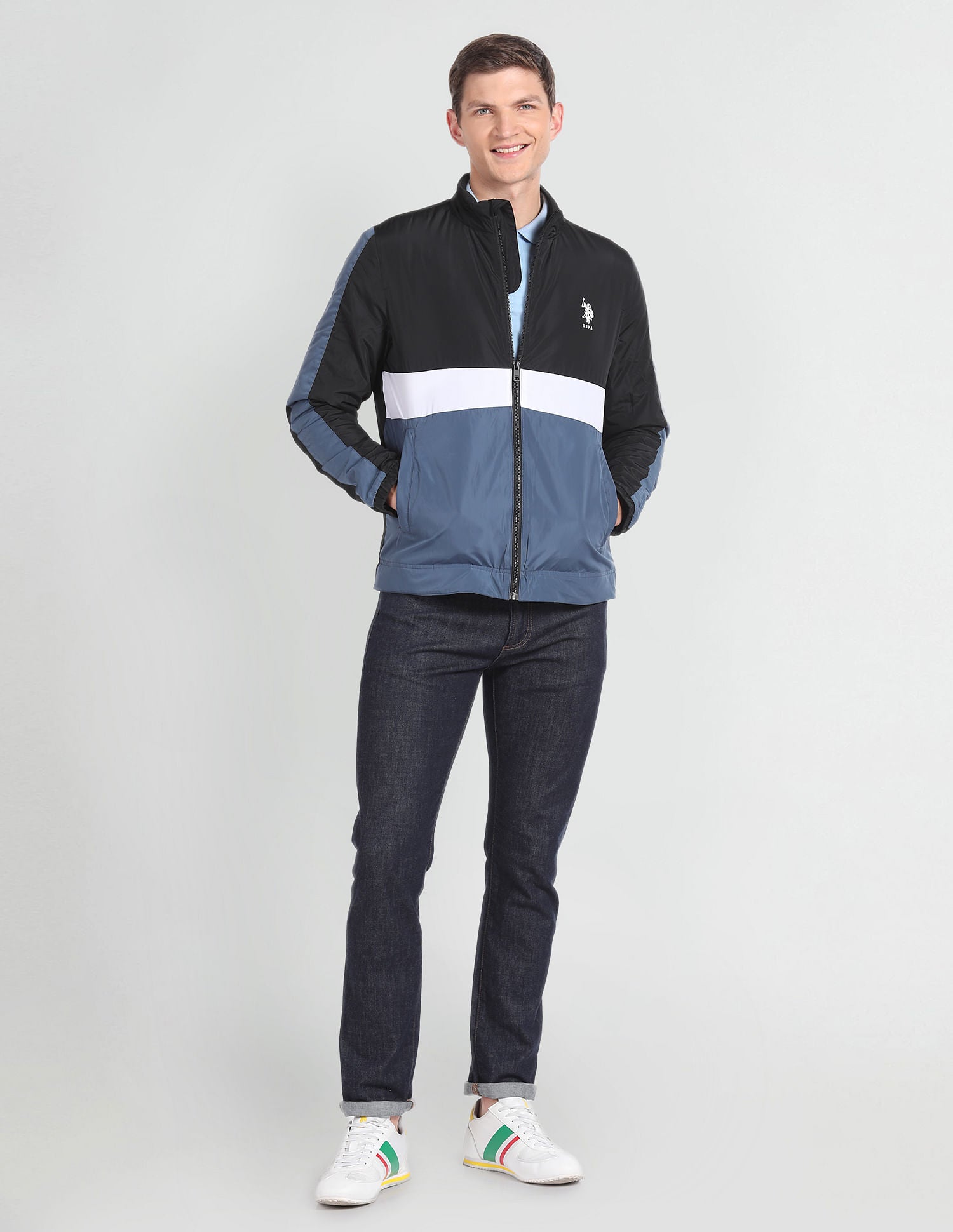 Lightweight Colour Block Jacket Black - U.S. Polo Assn. India | Large
