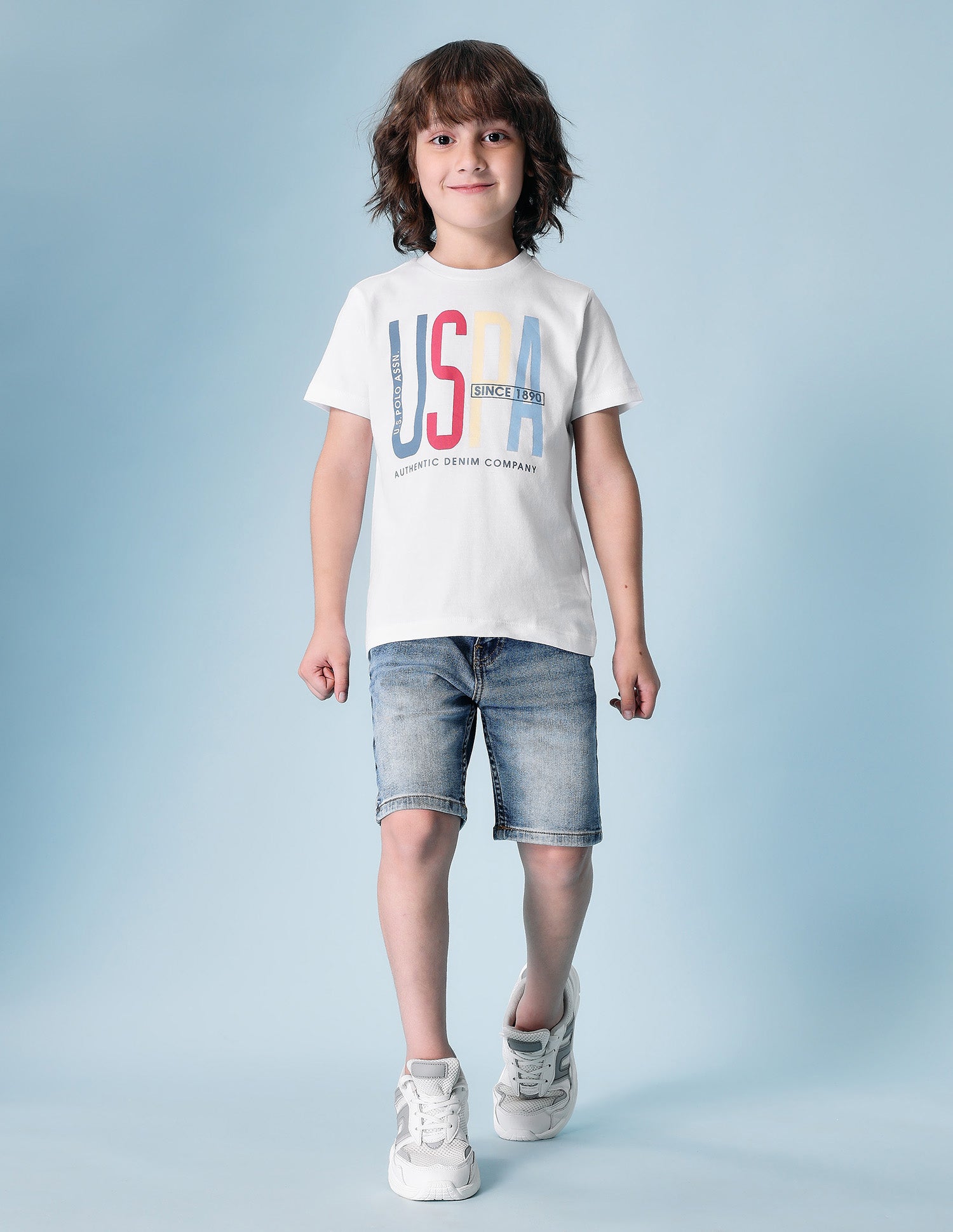 Boys Brand Printed Pure Cotton T-Shirt White - U.S. POLO ASSN. | Large