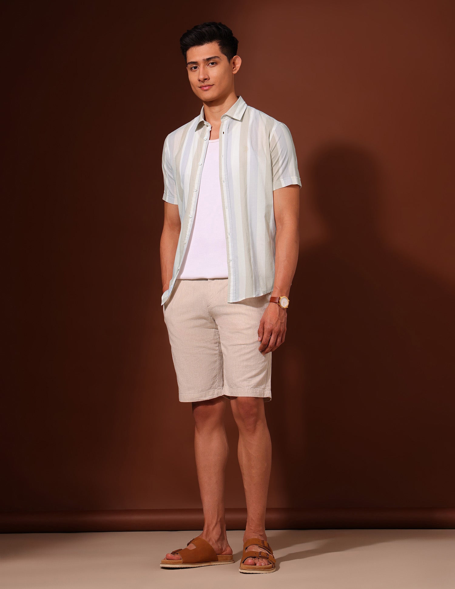 Vertical Striped Tailored Fit Shirt Ivory - U.S. Polo Assn. India | Large