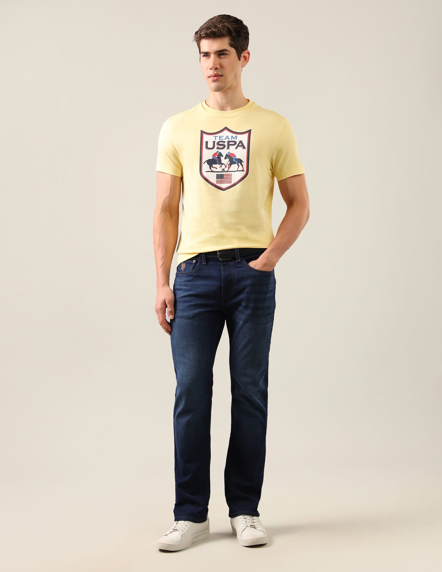 Graphic Brand Printed Regular Fit T-Shirt Yellow - U.S. Polo Assn. India | Large