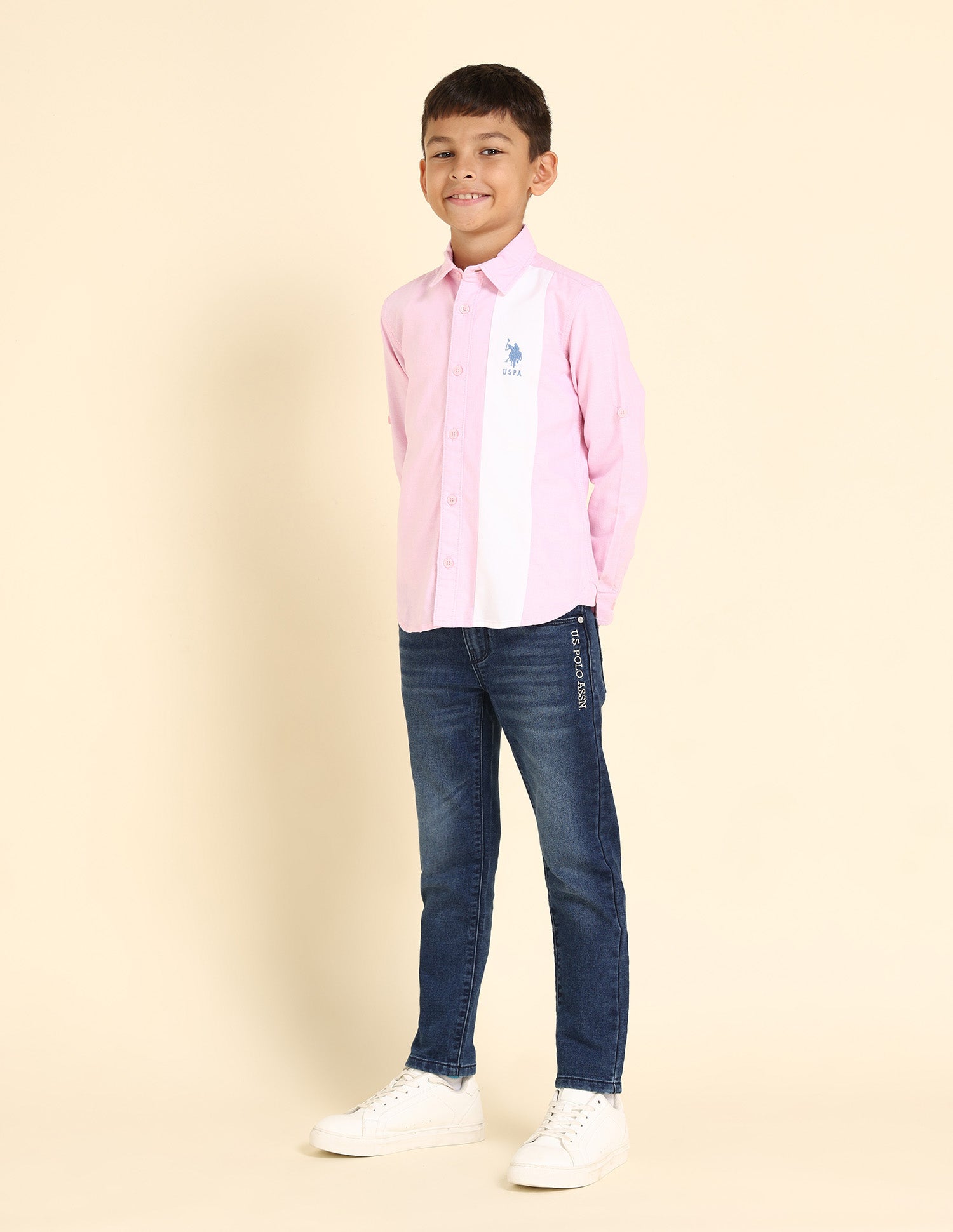 Boys Brand Stripe Dobby Shirt Pink - U.S. POLO ASSN. | Large