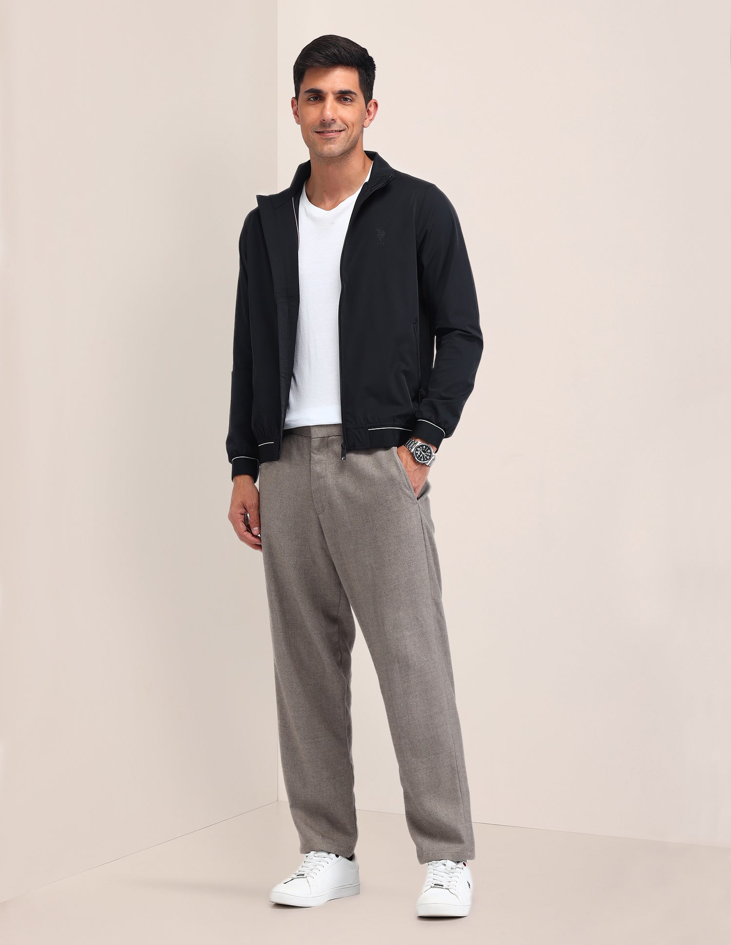 Colour Blocked Regular Fit Jacket Black - U.S. POLO ASSN. | Large