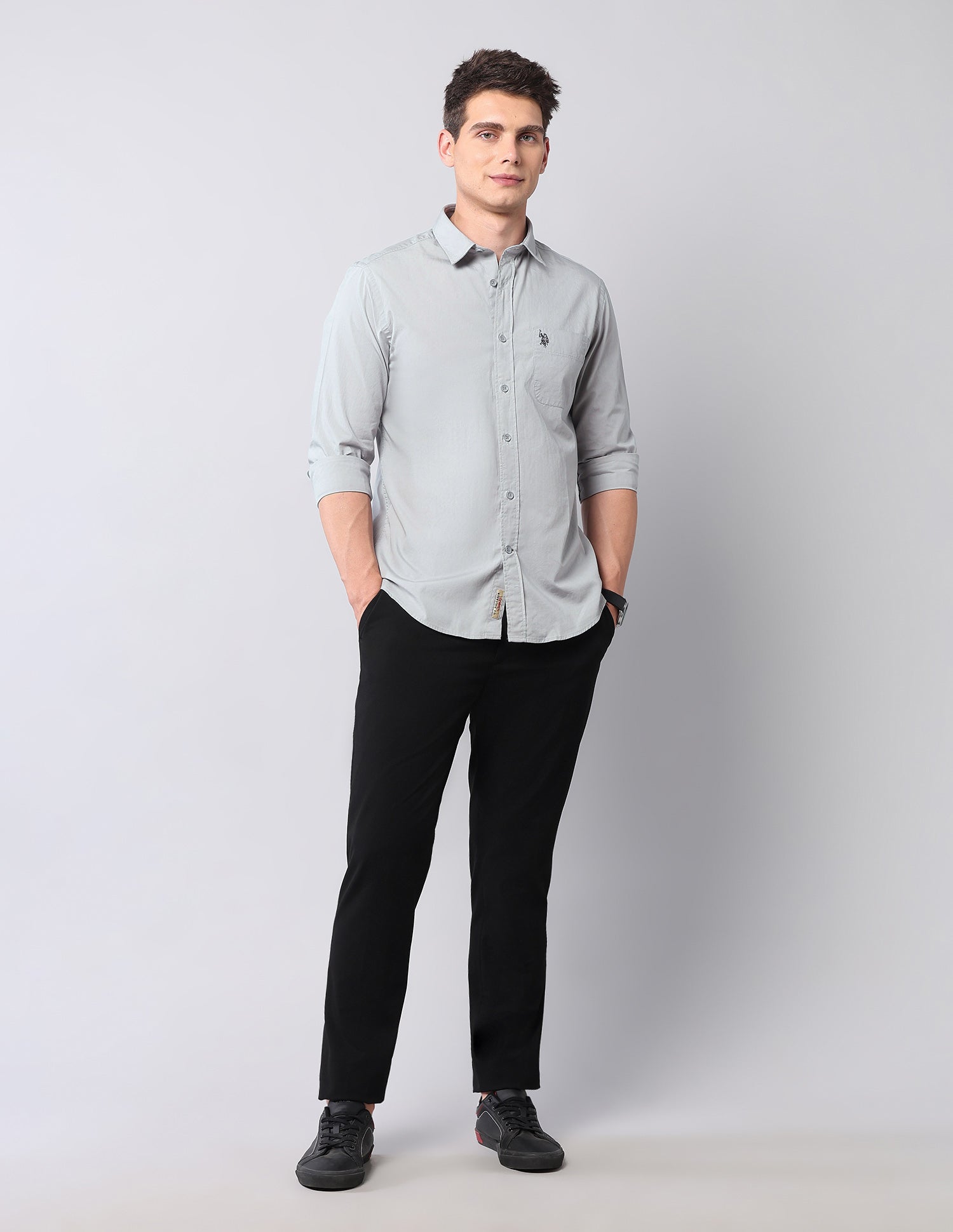 Pure Cotton Regular Fit Shirt Grey - U.S. POLO ASSN. | Large
