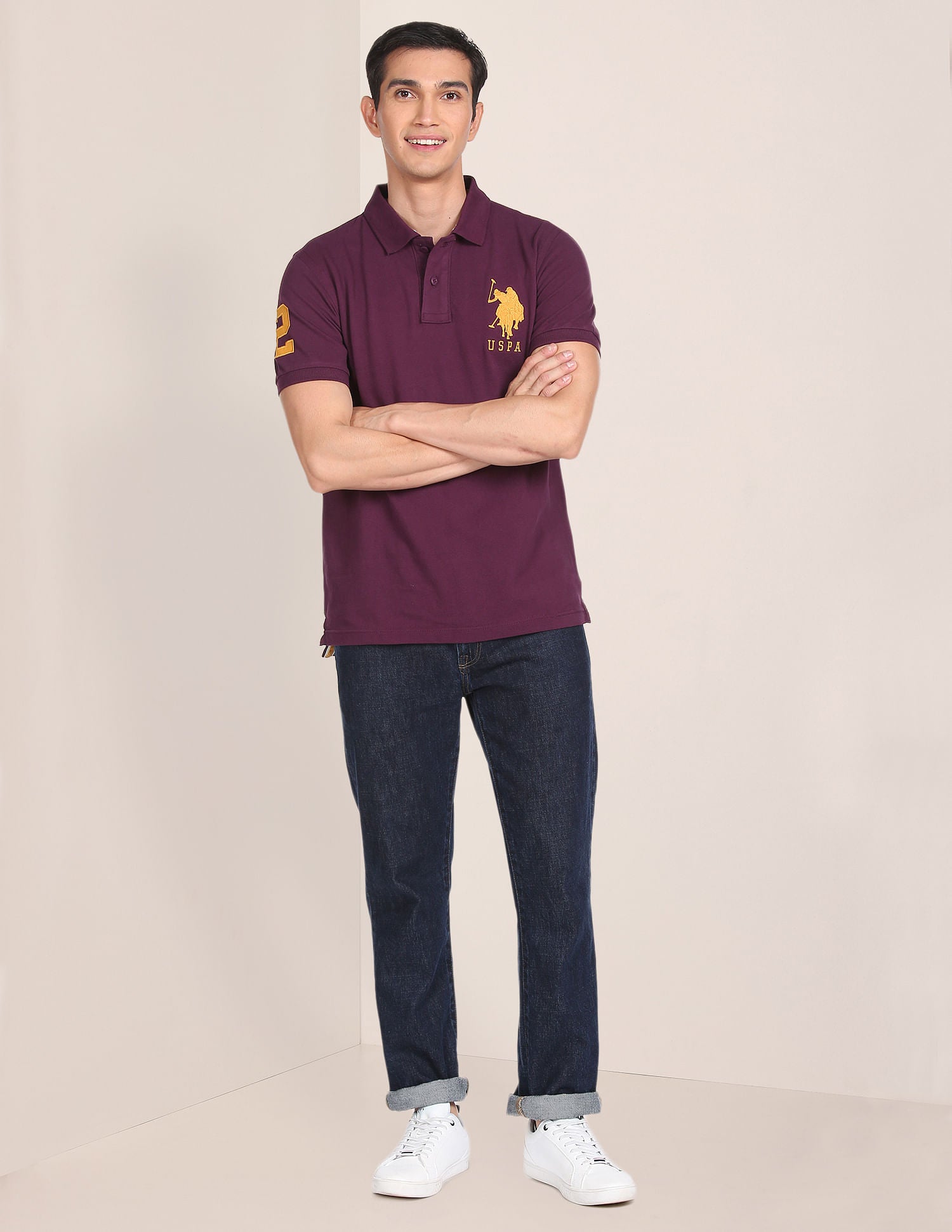 Compact Cotton Logo Polo Shirt Purple - U.S. POLO ASSN. | Large