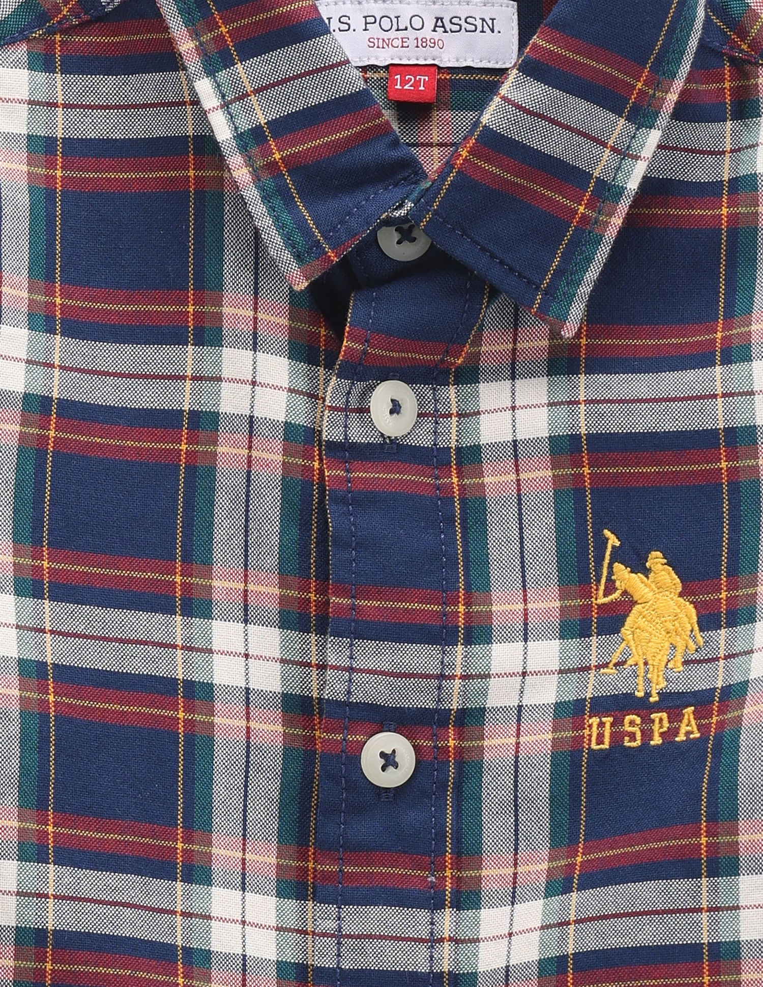 Boys Plaid Check Oxford Shirt Navy - U.S. POLO ASSN. | Large