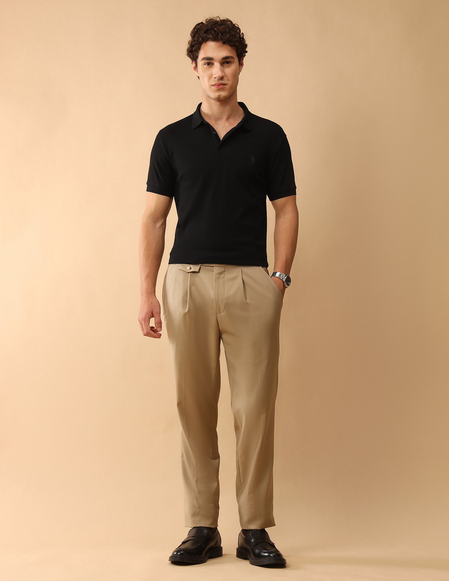 Pacho X Slim Fit Solid Polo Shirt Black - U.S. Polo Assn. India | Large