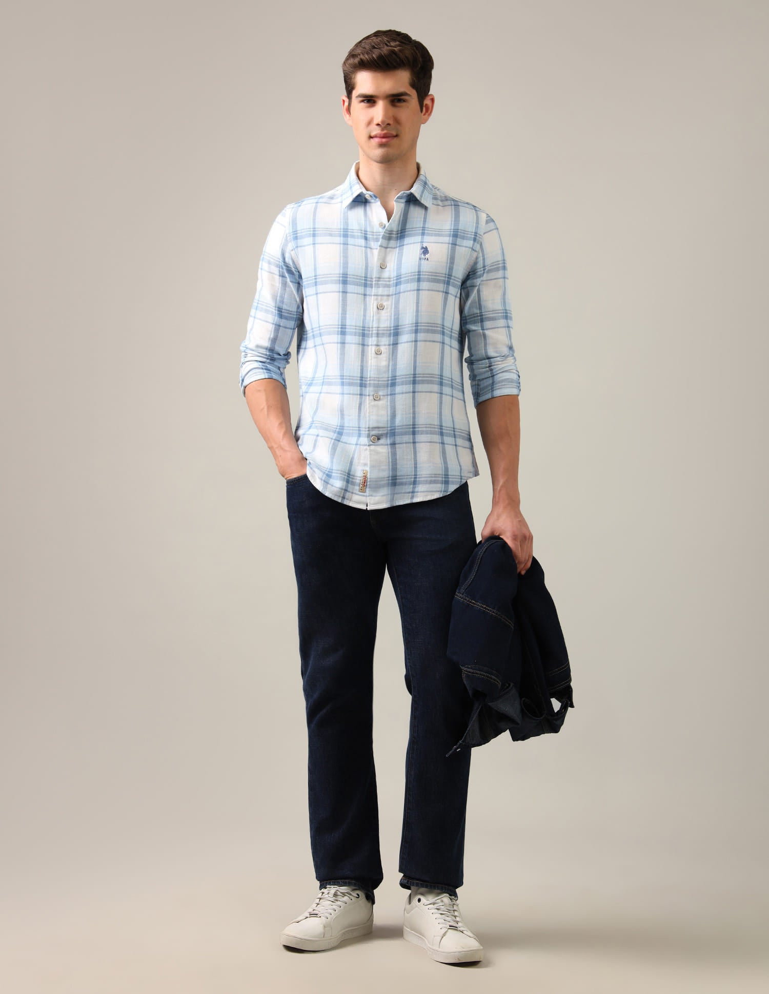 Tartan Checked Twill Shirt Blue - U.S. Polo Assn. India | Large