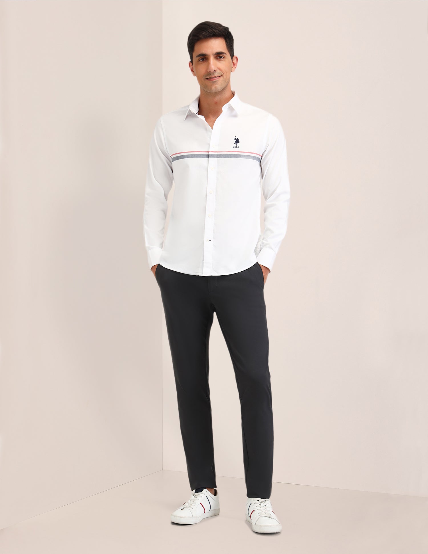 Horizontal Striped Regular Fit Shirt White - U.S. POLO ASSN. | Large