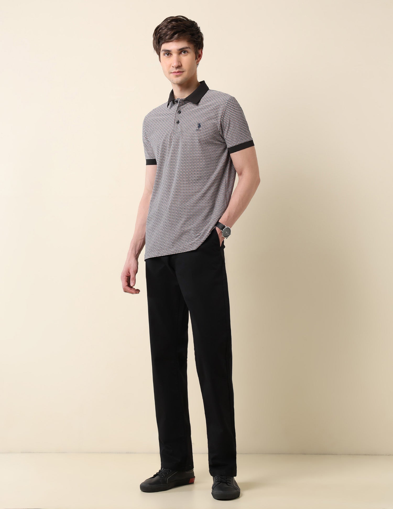 Geometric Printed Classic Polo Shirt Navy - U.S. Polo Assn. India | Large