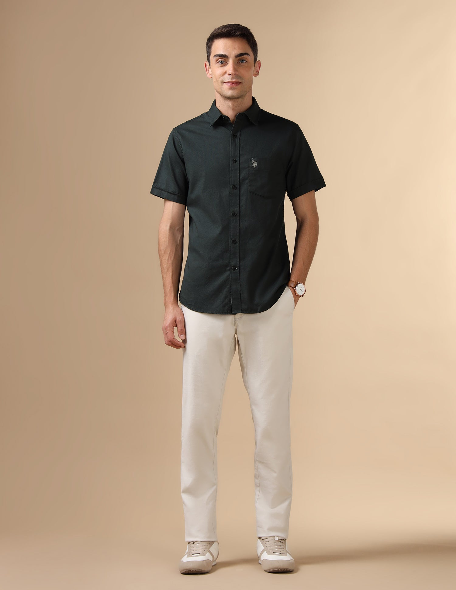 Dobby Pure Cotton Shirt Teal - U.S. POLO ASSN. | Large