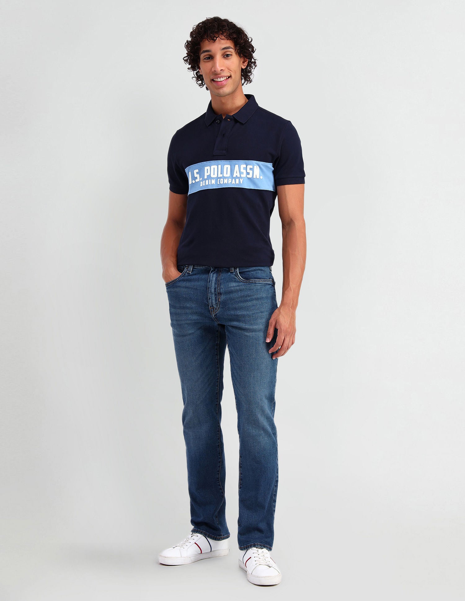 Harold Slim Straight Fit Blue Jeans Blue - U.S. Polo Assn. India | Large
