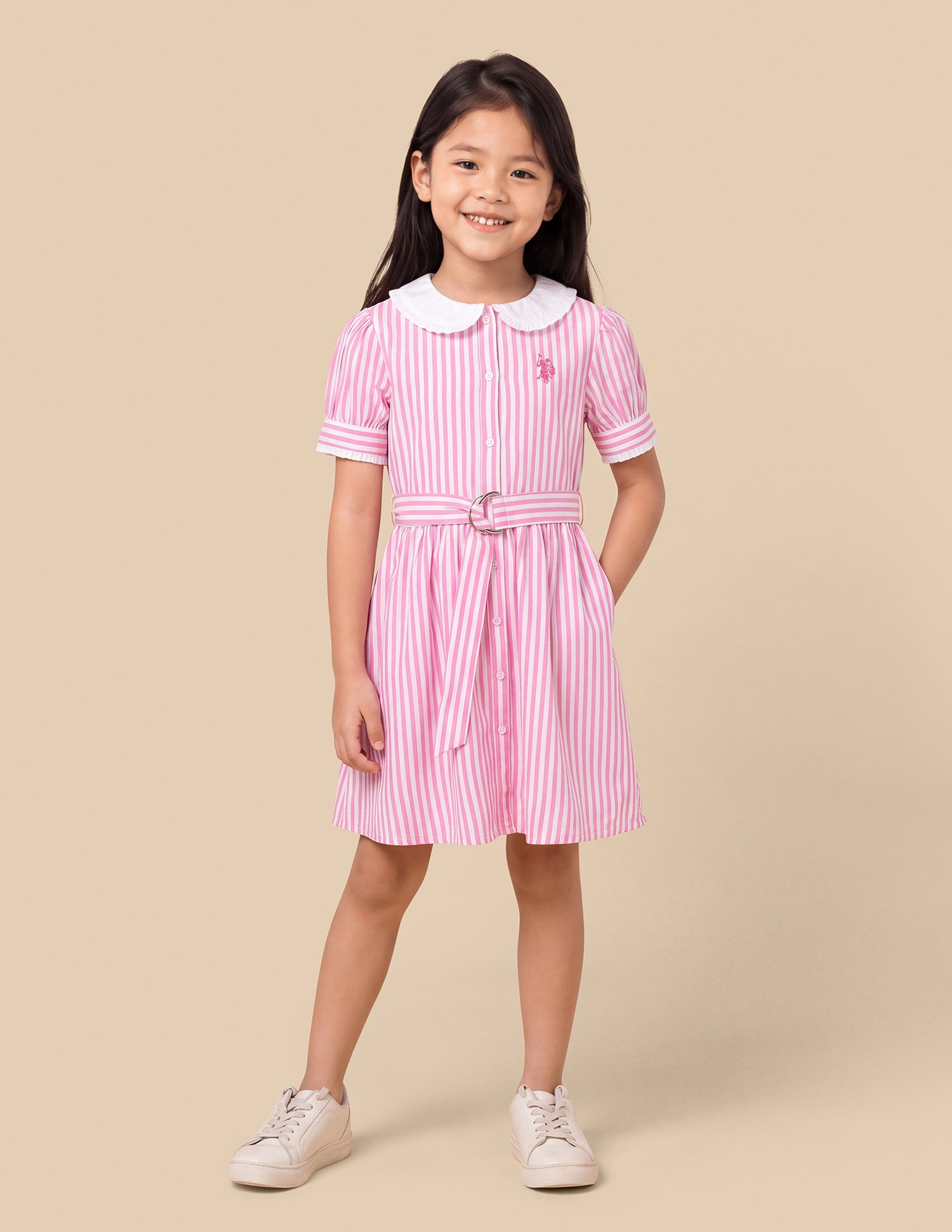 Vertical Striped Relaxed Fit Shirt Dress Pink - U.S. Polo Assn. India | Large