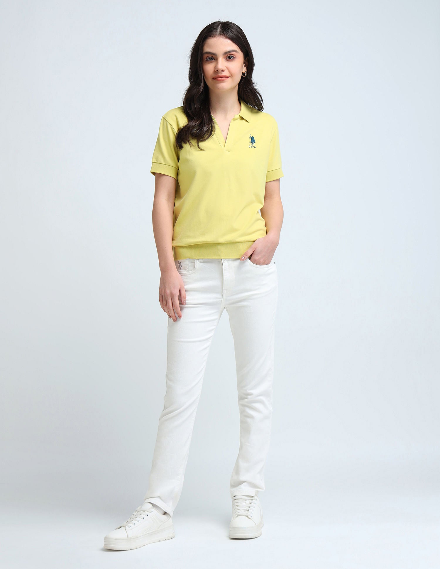Open Placket Relaxed Polo Shirt Yellow - U.S. POLO ASSN. | Large