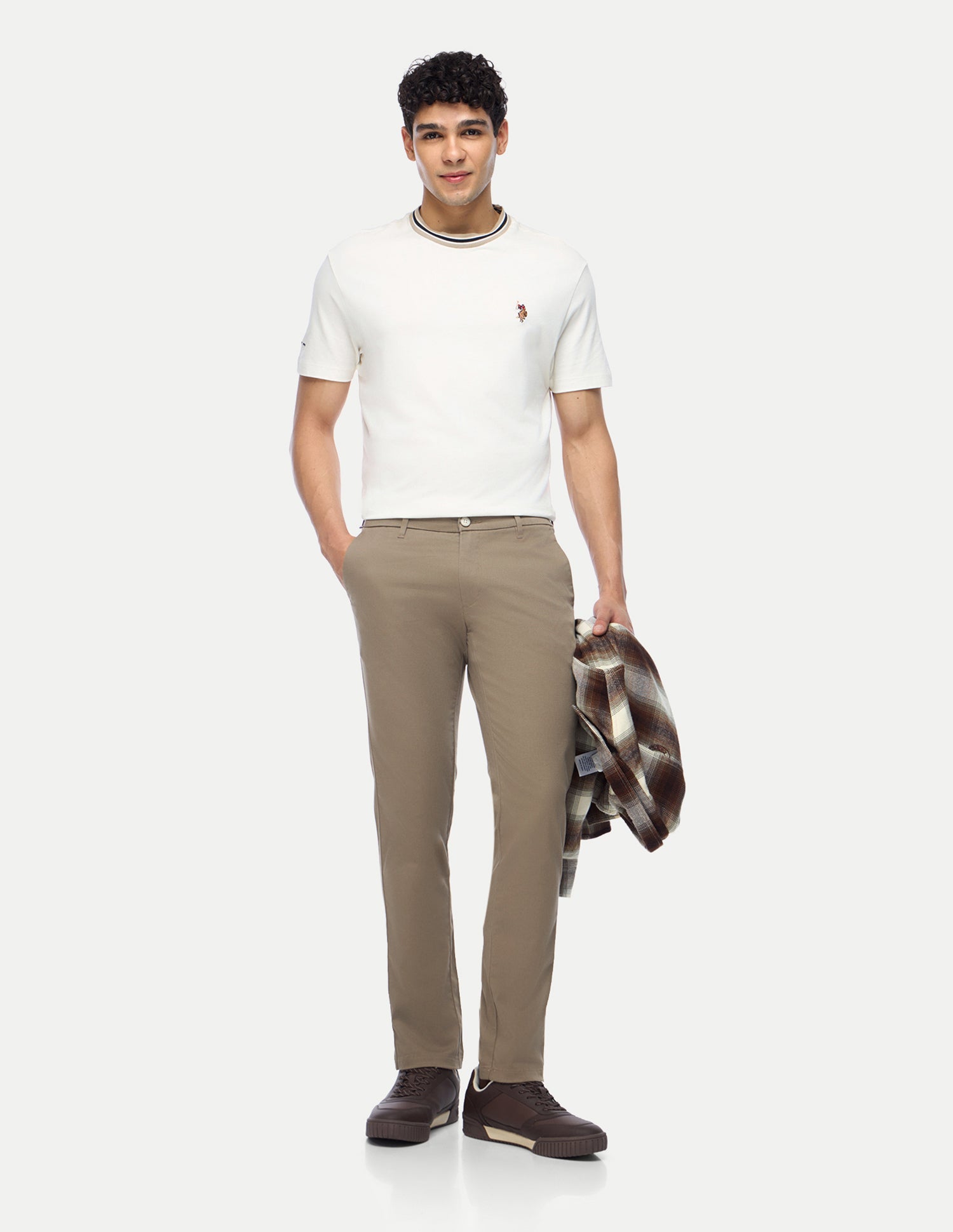 Denver Slim Fit Satin Trousers Brown - U.S. Polo Assn. India | Large