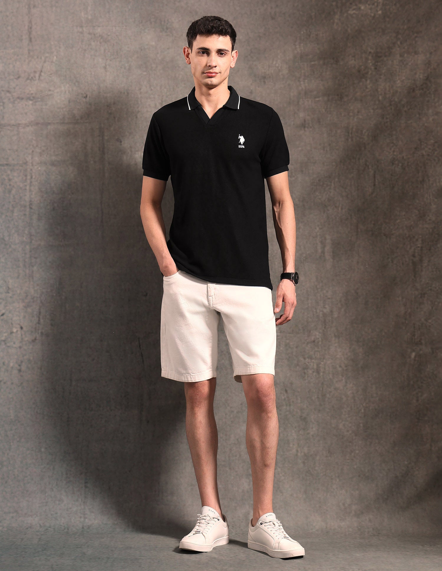 Textured Black & Gold Polo Shirt Black - U.S. POLO ASSN. | Large