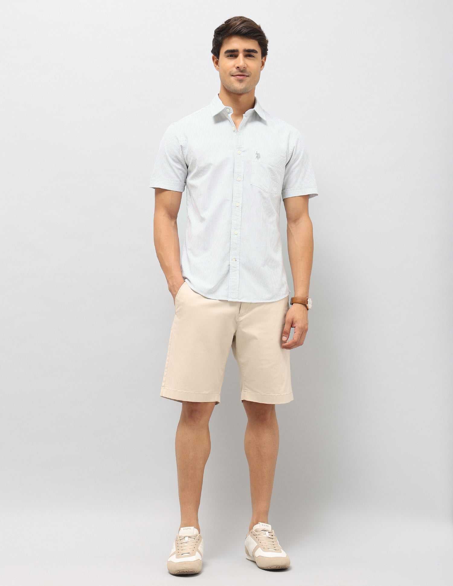 Vertical Striped Oxford Shirt Light Green - U.S. POLO ASSN. | Large