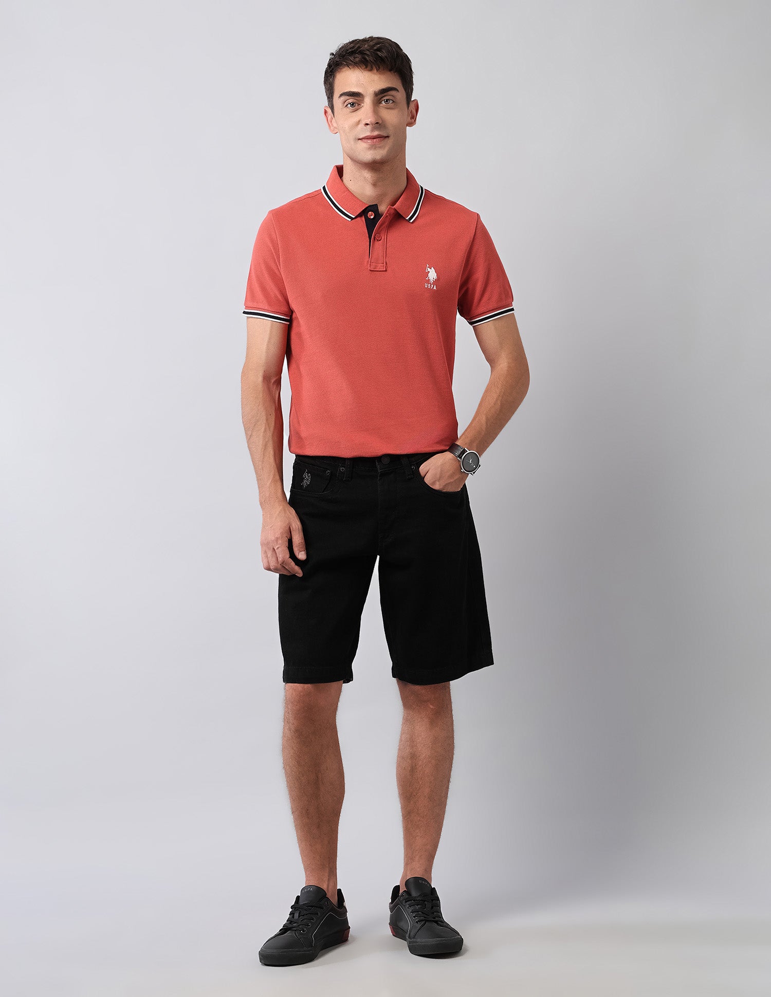 Pure Cotton Solid Polo Shirt Red - U.S. Polo Assn. India | Large