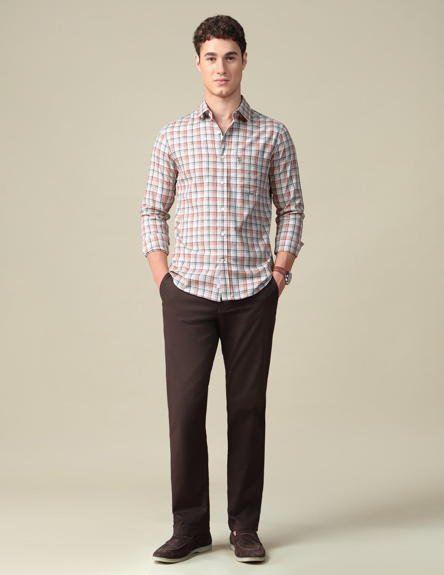 Twill Tailored Fit Shirt Rust - U.S. Polo Assn. India | Large
