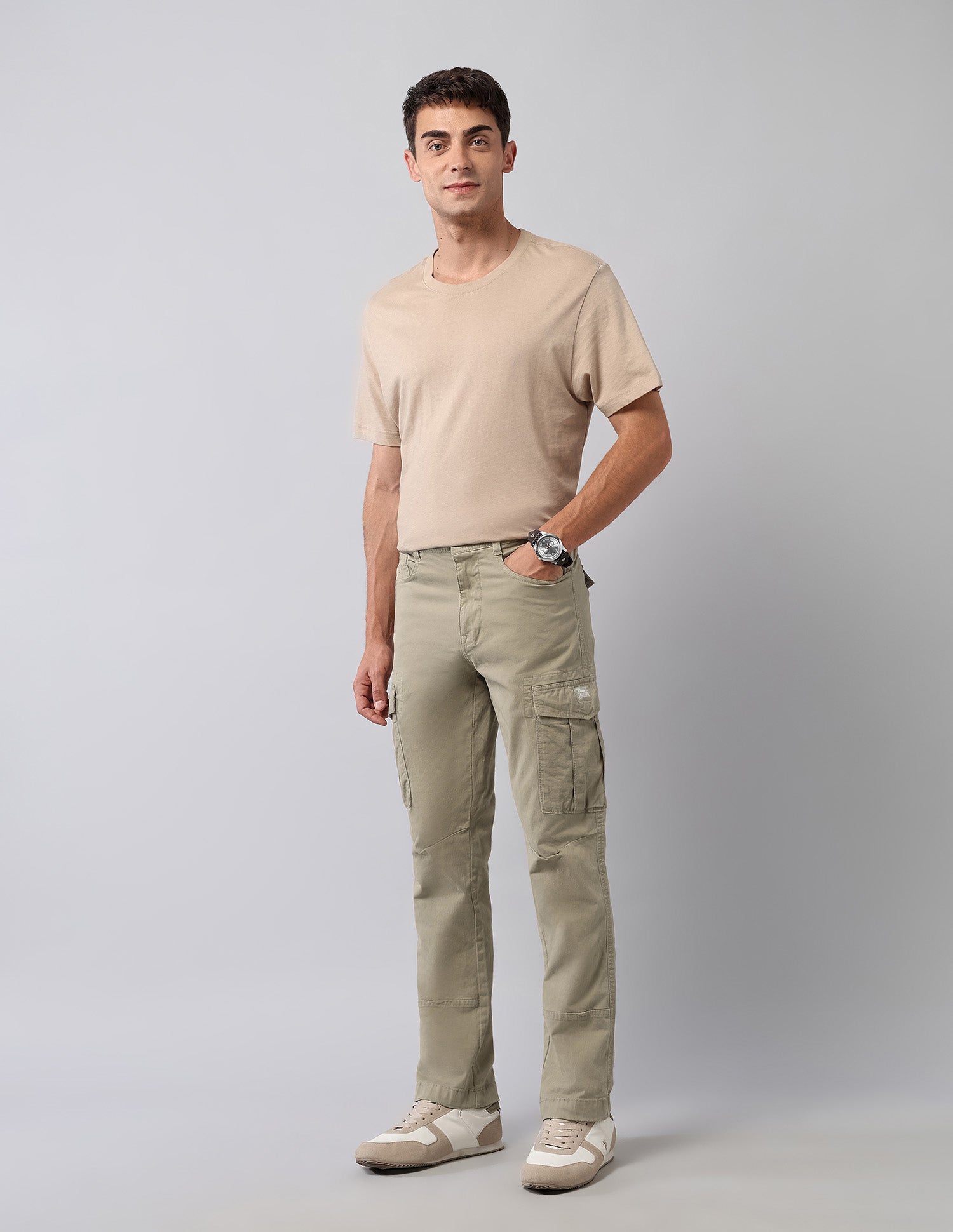 Mid Rise Straight Fit Cargos Beige - U.S. Polo Assn. India | Large