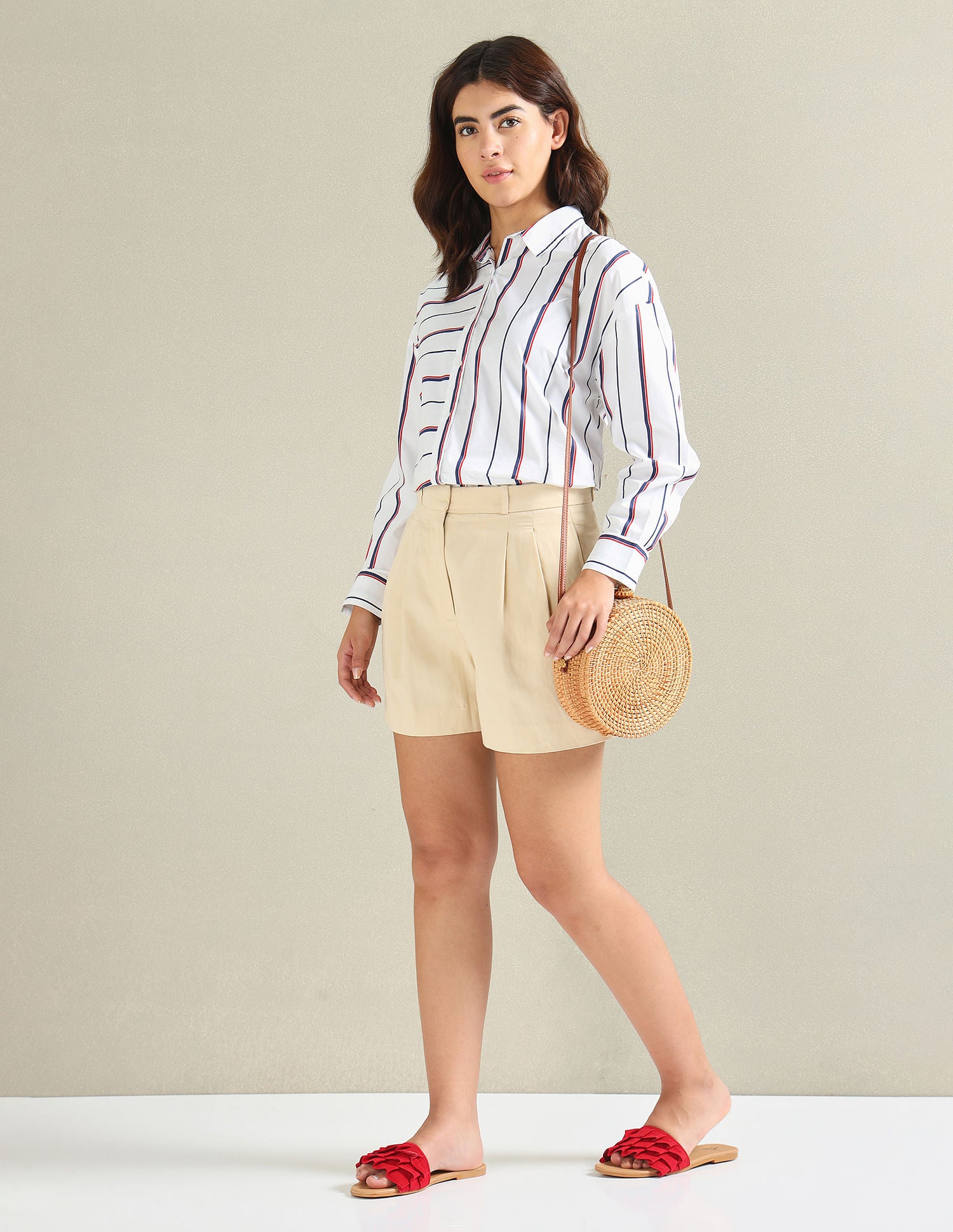 Rear Logo Multi Stripe Shirt White, Red and Blue - U.S. POLO ASSN. | Large