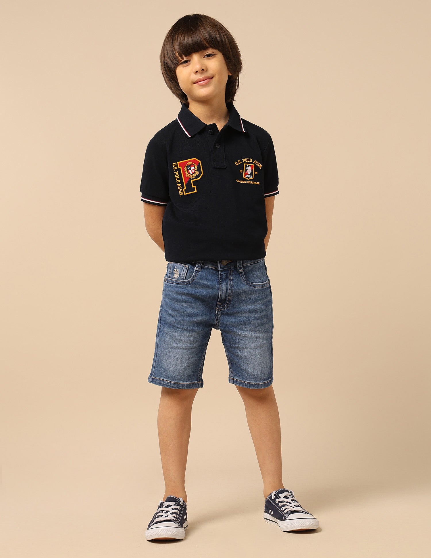 Boys Relaxed Fit Mid Rise Shorts Blue - U.S. POLO ASSN. | Large