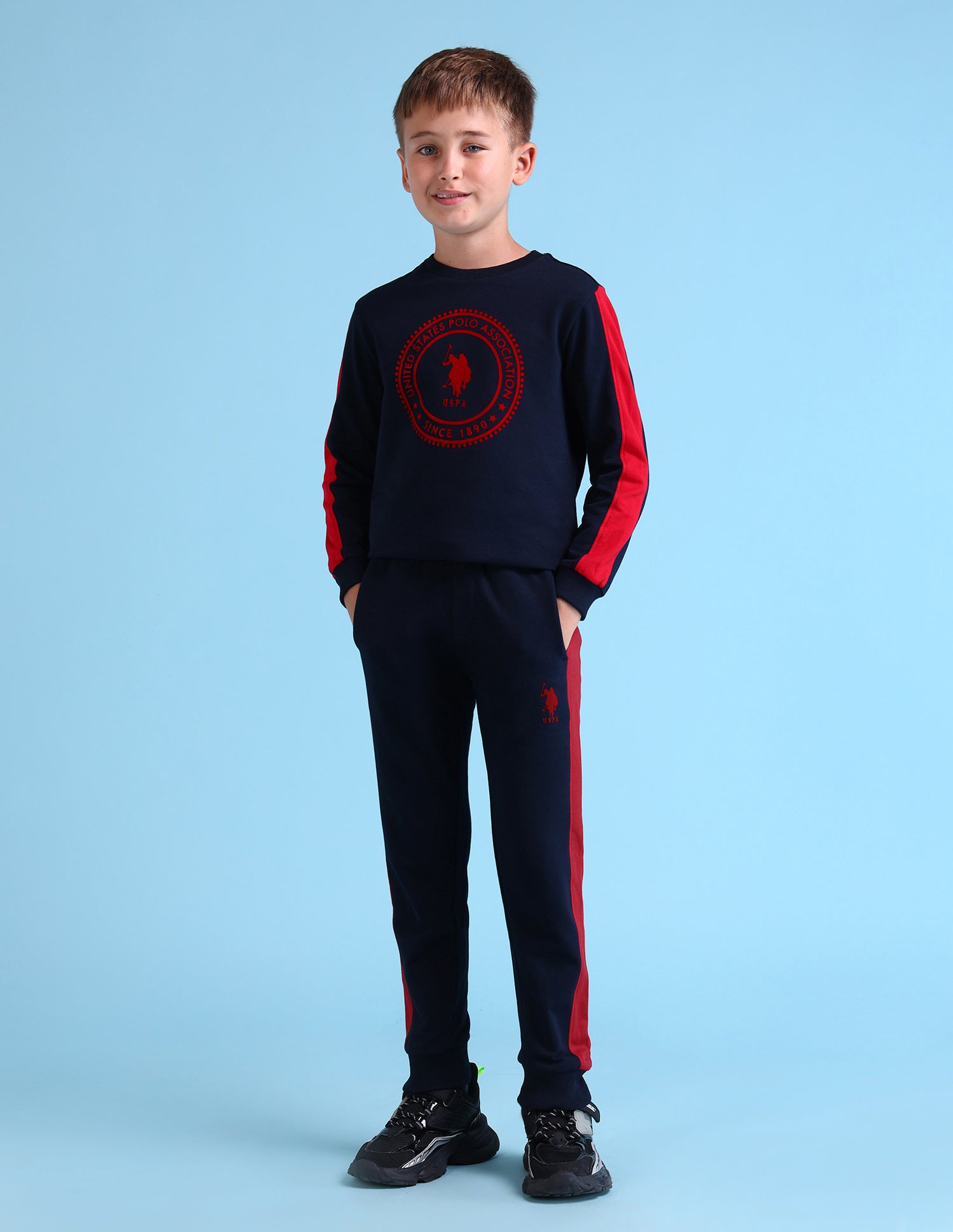 Boys Solid Regular Fit Joggers Navy - U.S. Polo Assn. India | Large