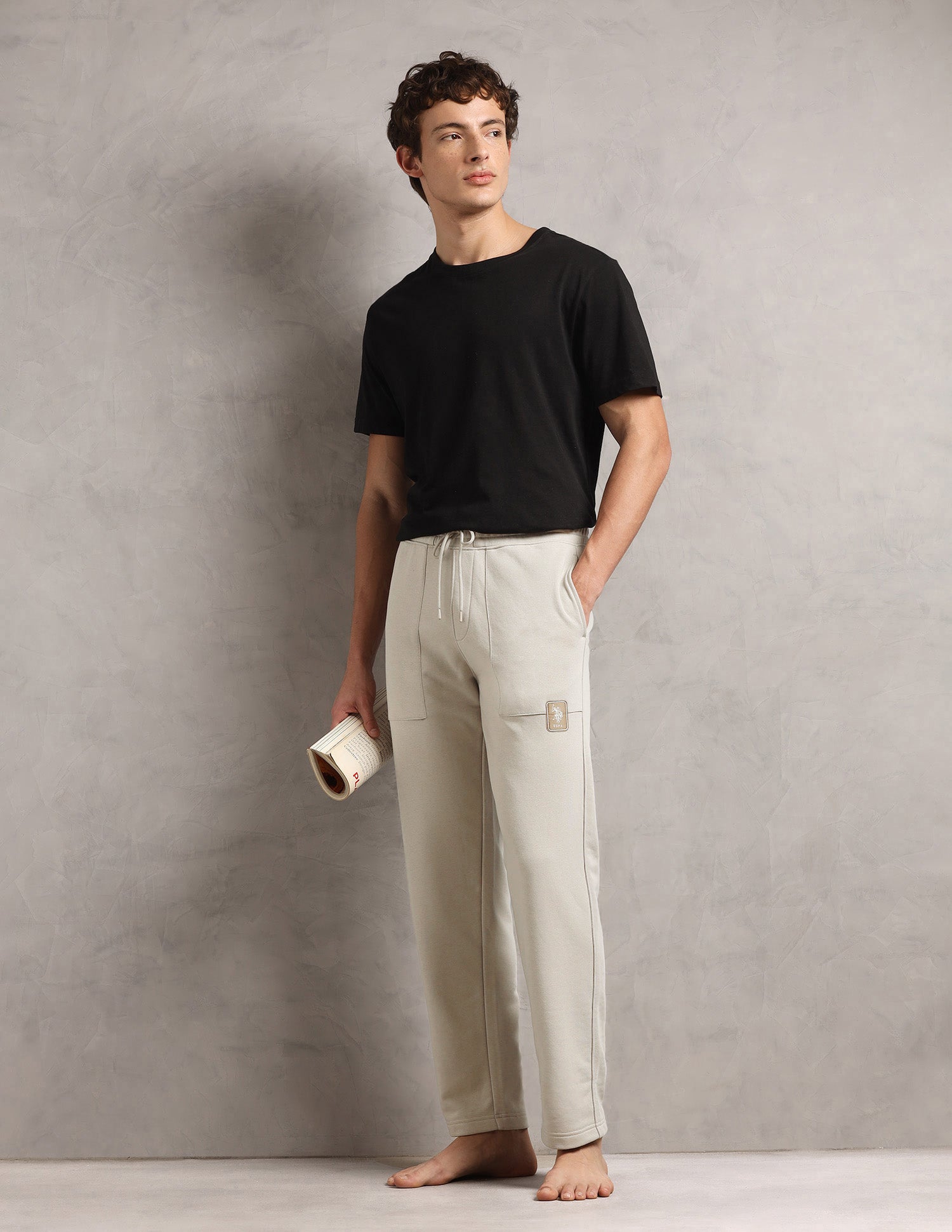 Baggy Fit Cotton Terry OR006 Lounge Pants - Pack Of 1 Grey Mid Stone - U.S. Polo Assn. India | Large